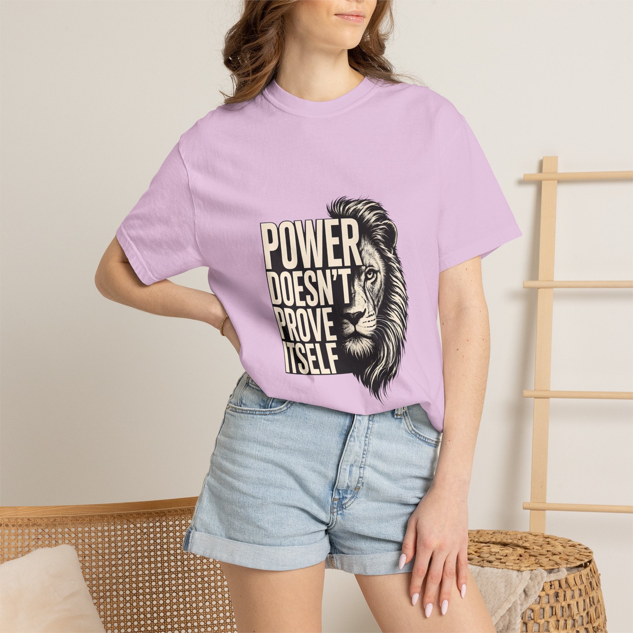 Lion 'Power Doesn't Prove Itself' Graphic T-Shirt