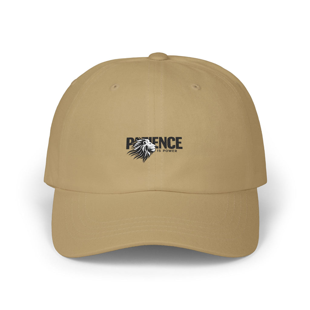 Dad Cap — 'Patience Is Power' Minimal Lion Embroidered Baseball Hat