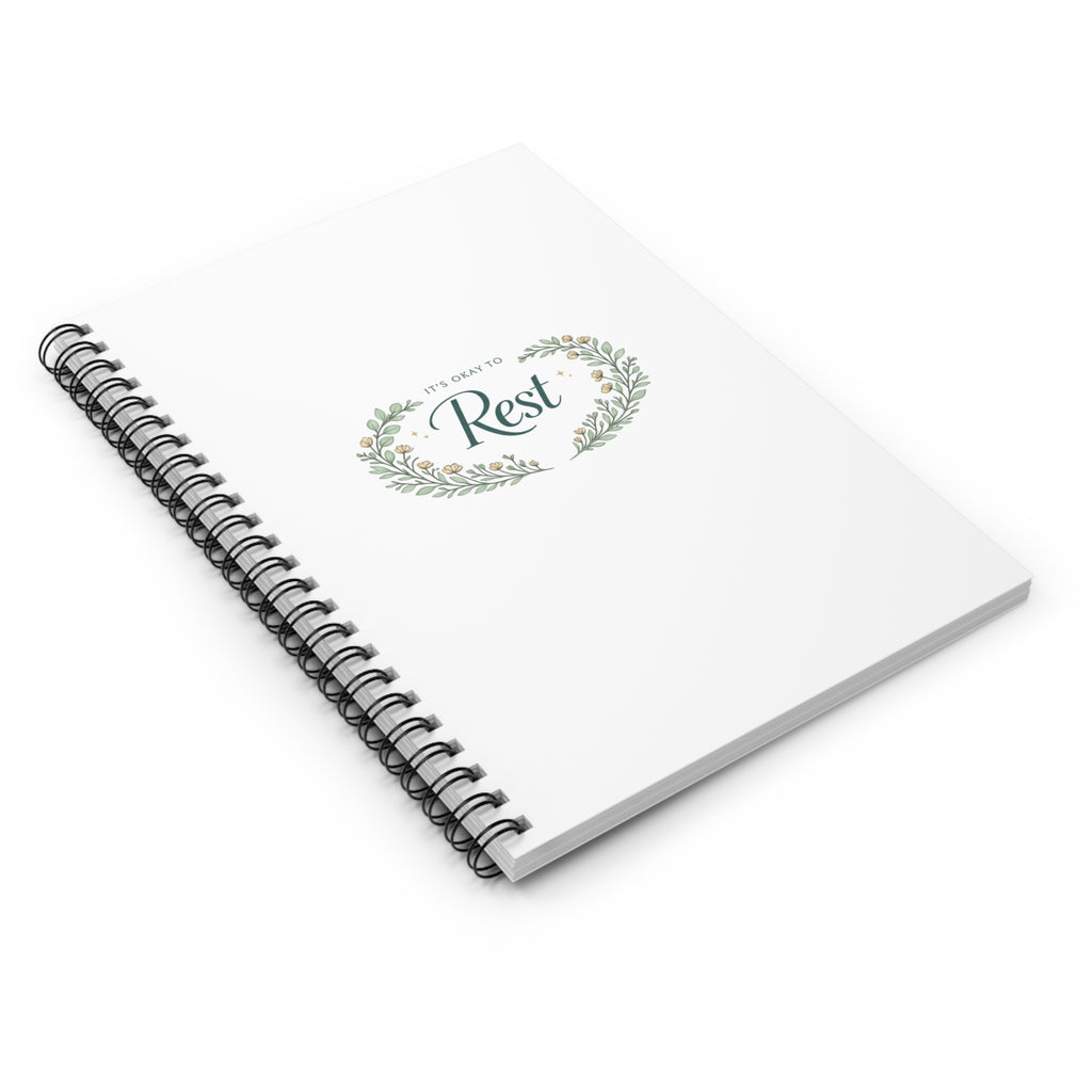 Rest Floral Spiral Notebook — "It's Okay to Rest" Ruled Journal for Self-Care & Gratitude