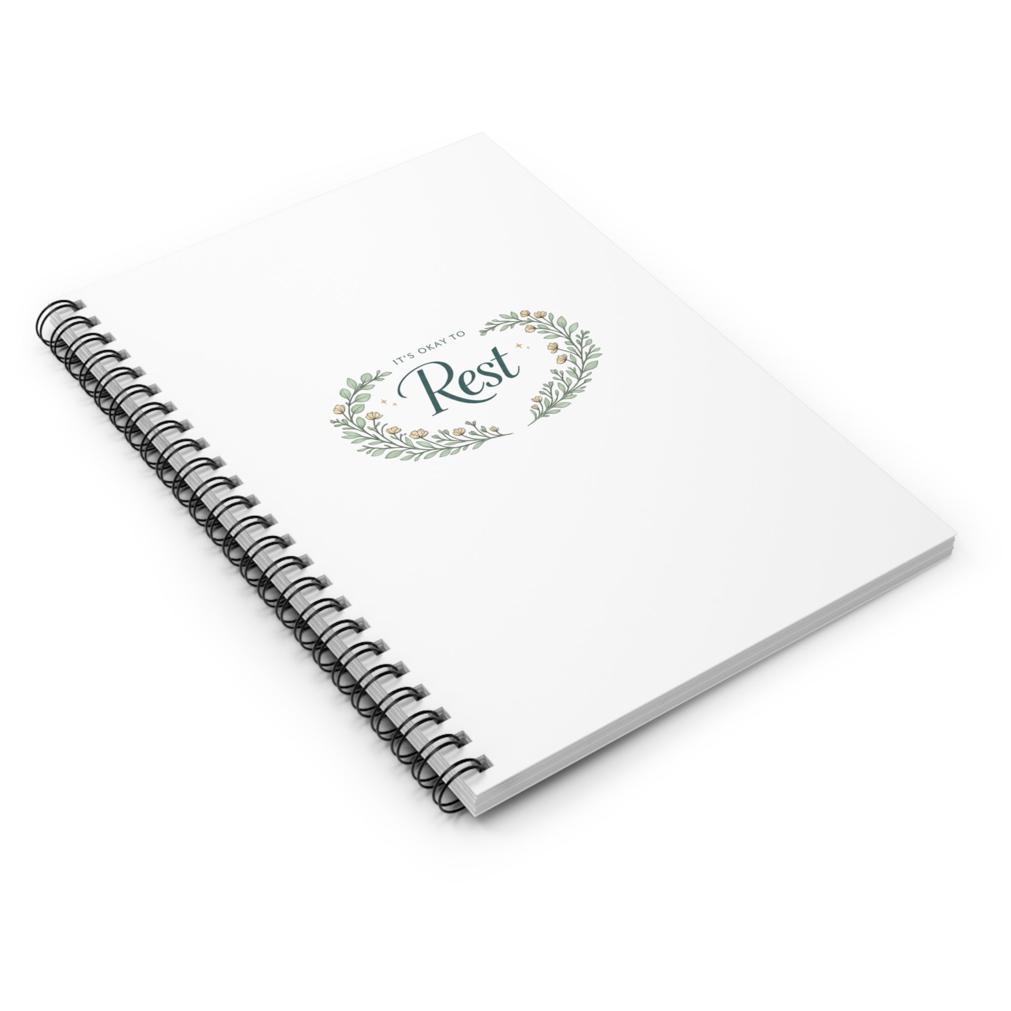 Rest Floral Spiral Notebook — "It's Okay to Rest" Ruled Journal for Self-Care & Gratitude