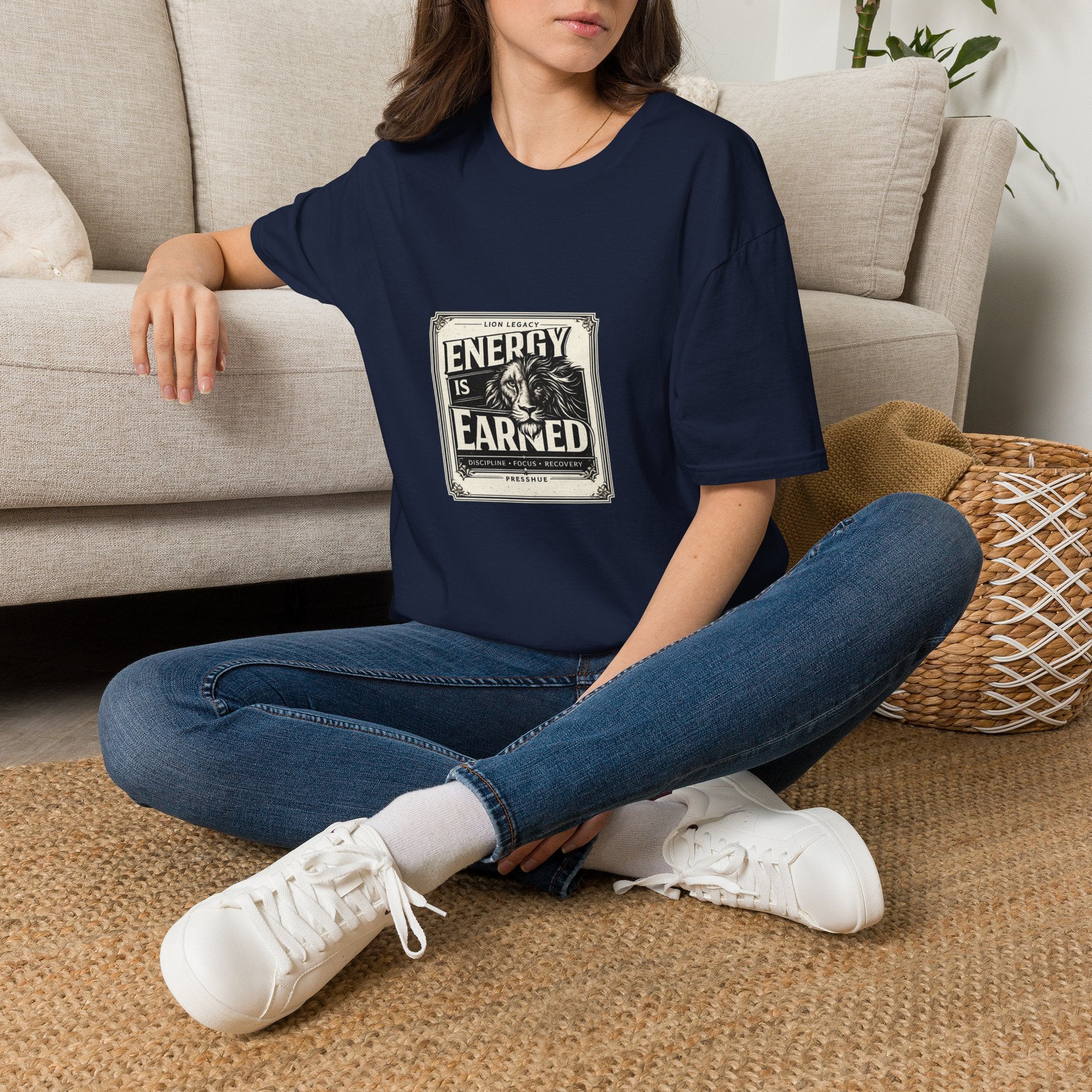 Energy Is Earned Lion T-Shirt — Motivational Vintage Fitness Tee