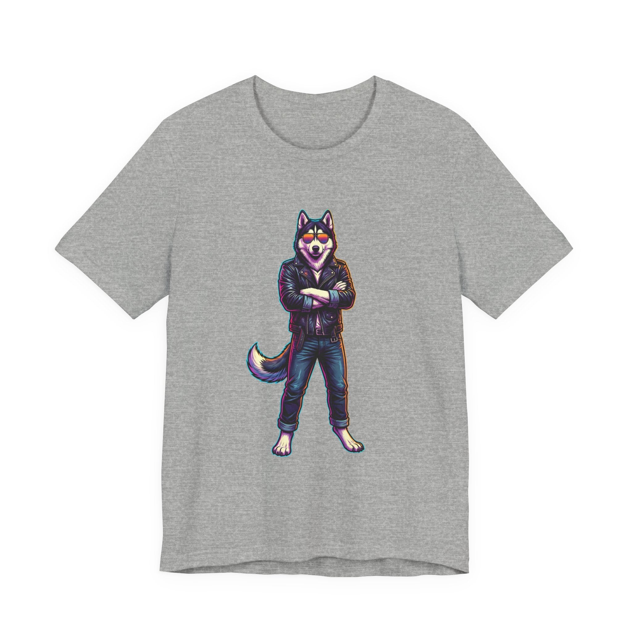 Cool Husky Graphic Tee — Standing Husky in Jacket T-Shirt