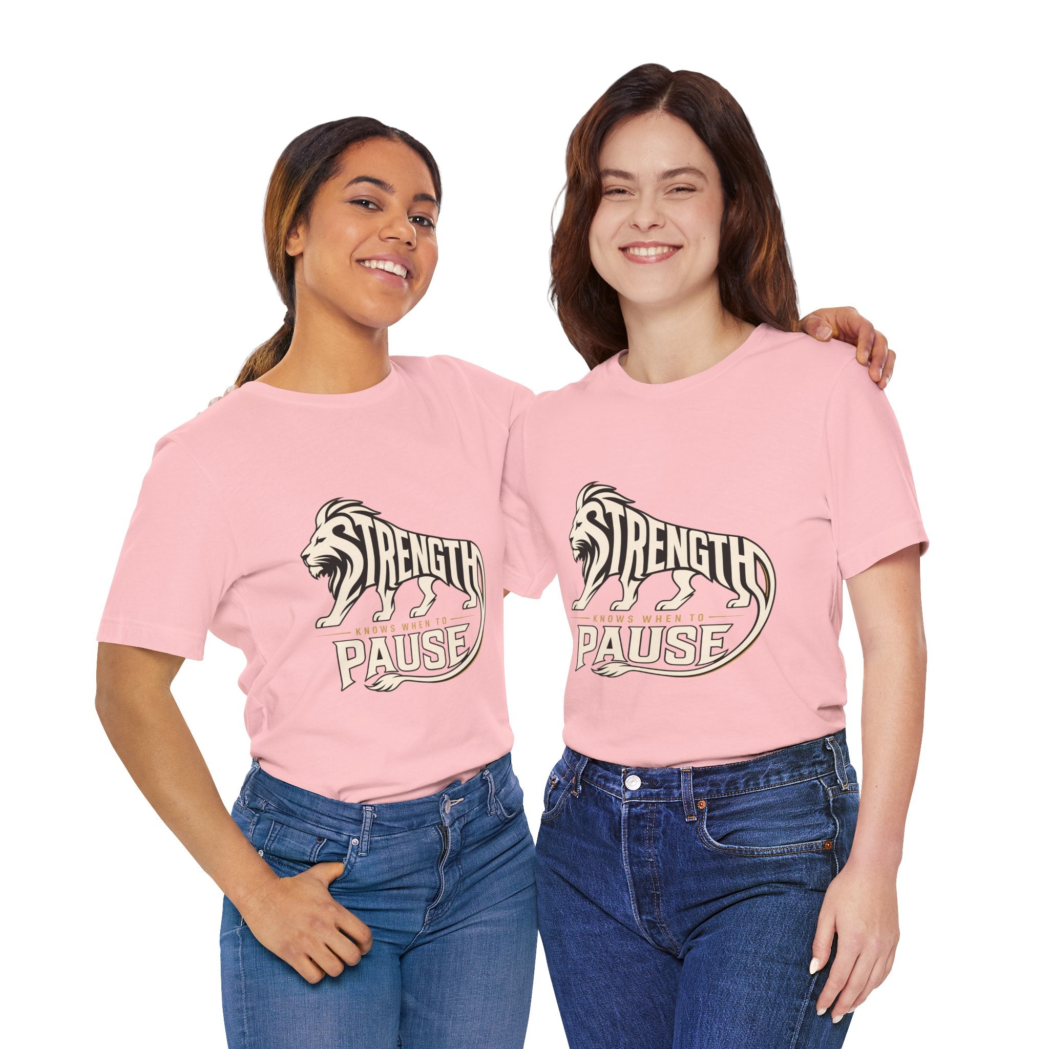 Strength In Pause T-Shirt — Lion Graphic Motivational Tee
