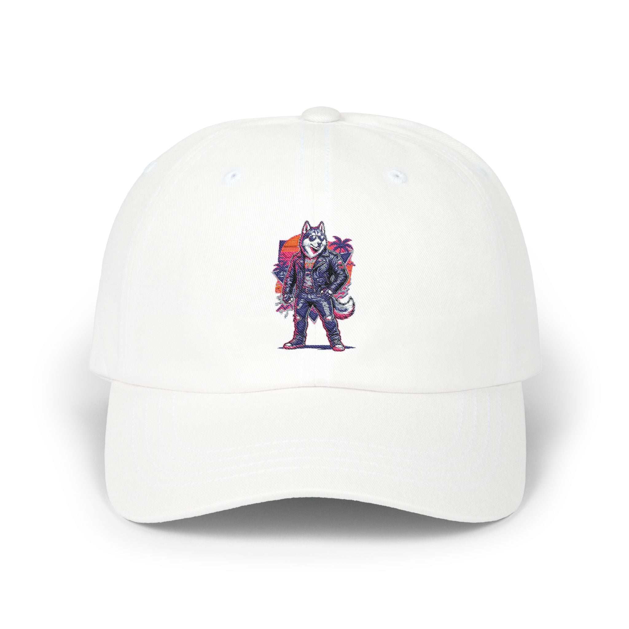 Wolf Warrior Dad Cap — Retro Cyberpunk Wolf Graphic Embroidered Baseball Hat