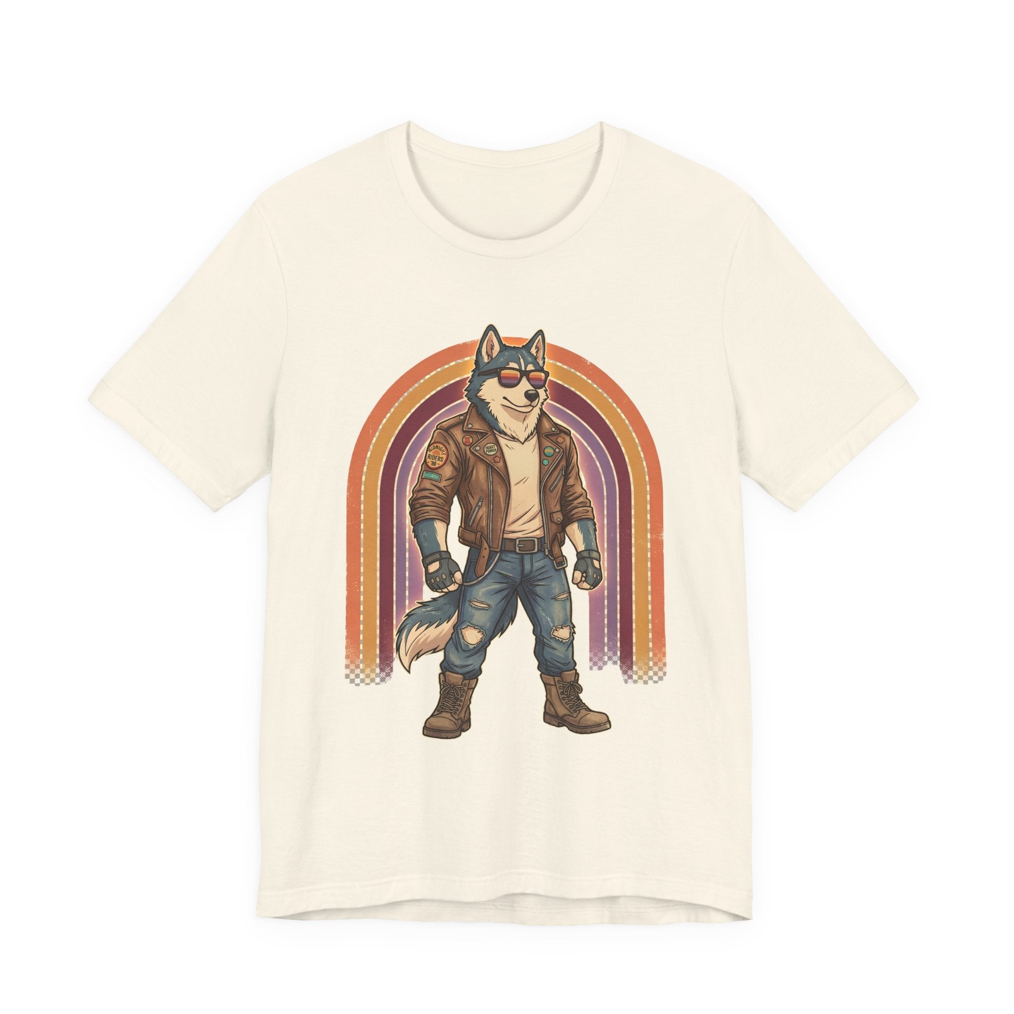Retro Biker Husky T-Shirt — Cool Dog in Leather Jacket Graphic Tee