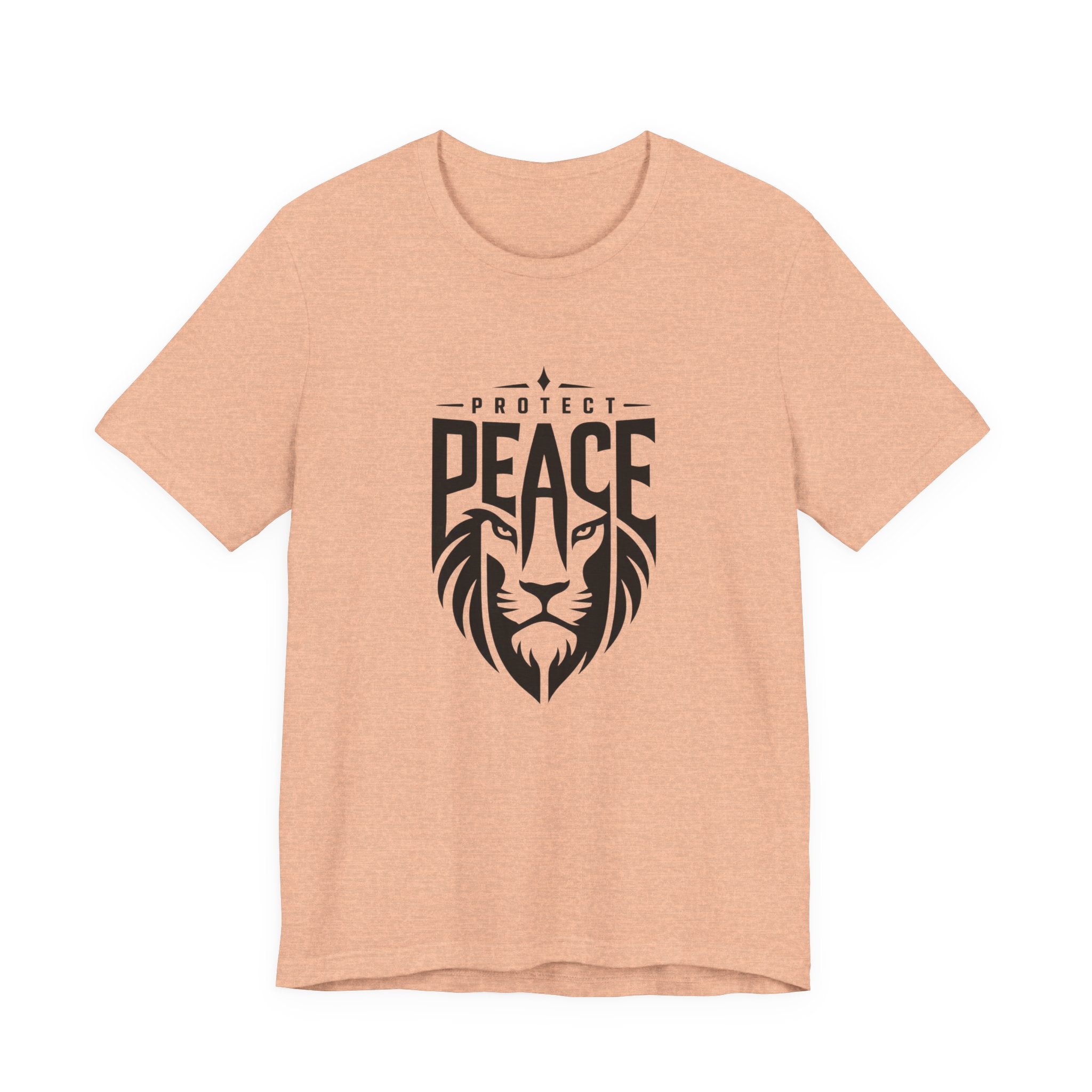 Protect Peace Lion T-Shirt — Graphic Tee with Lion Shield Design