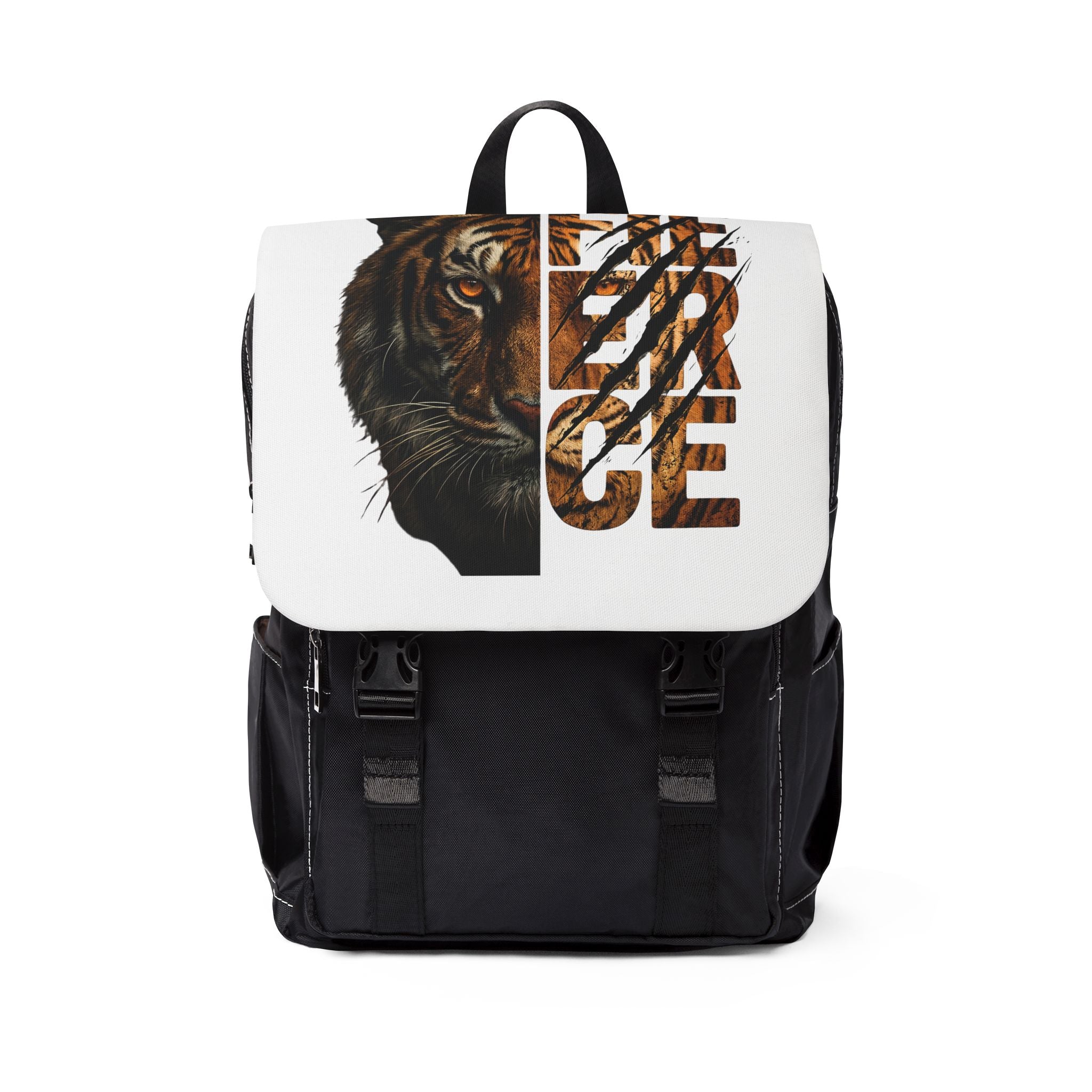 Tiger Courage Backpack — Graphic Shoulder Bag with 'Courage' Design