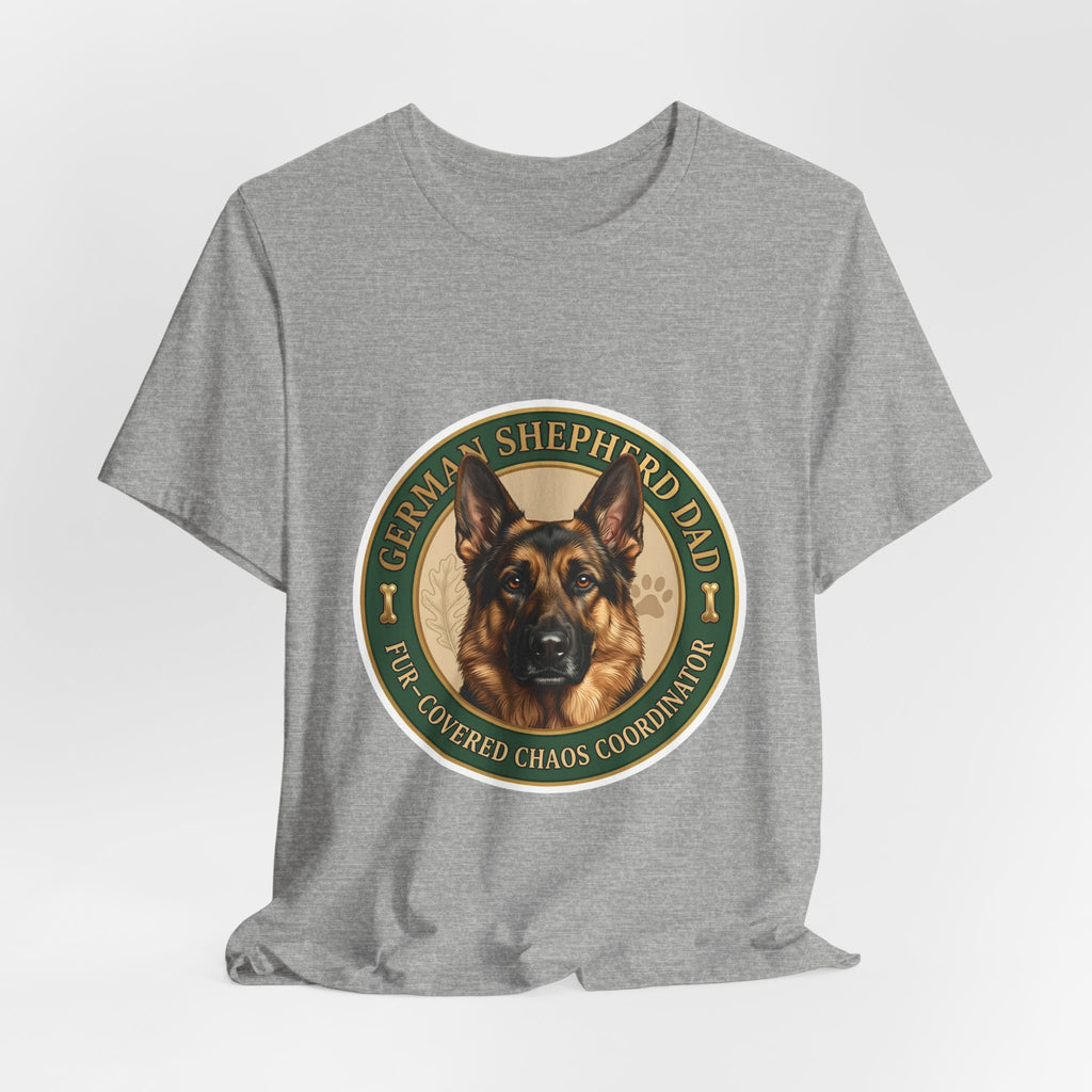 German Shepherd Dad T-Shirt — "Fur-Covered Chaos Coordinator" Dog Lover Tee