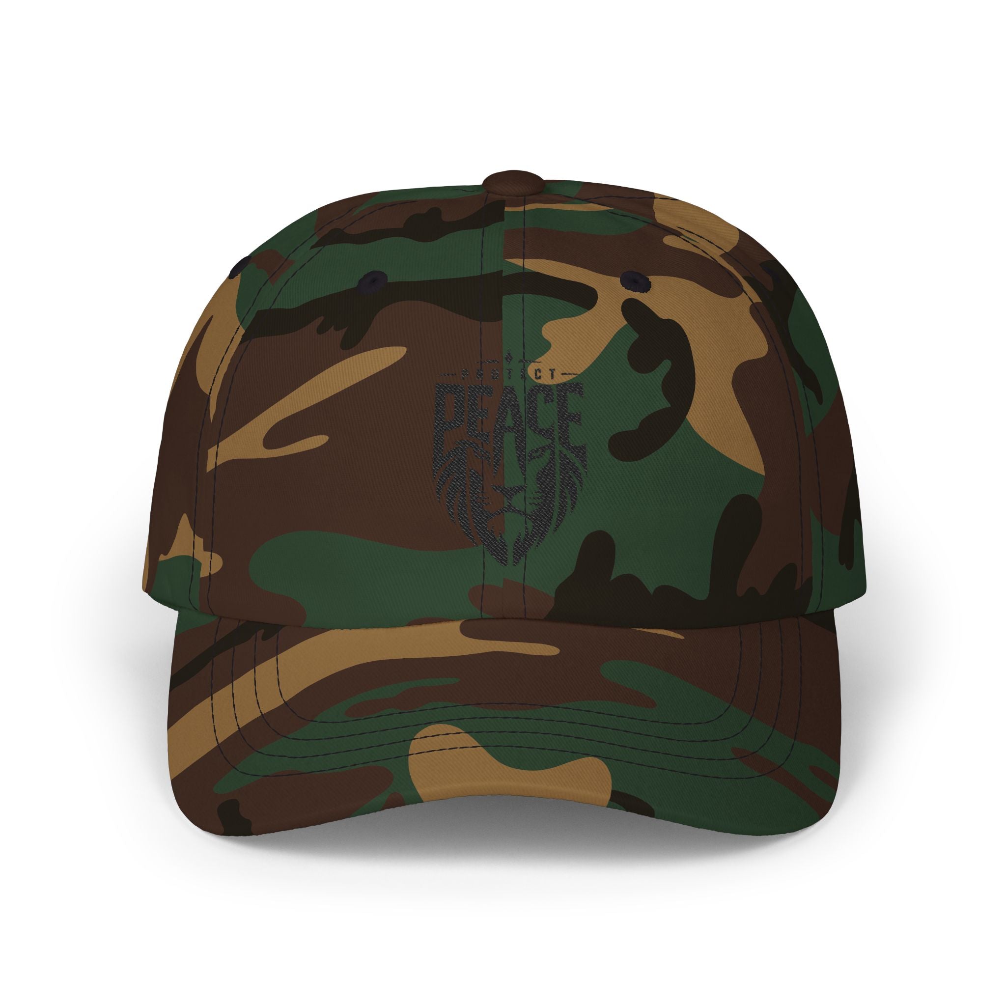 Dad Cap — Lion 'Peace' Shield Embroidered Baseball Hat
