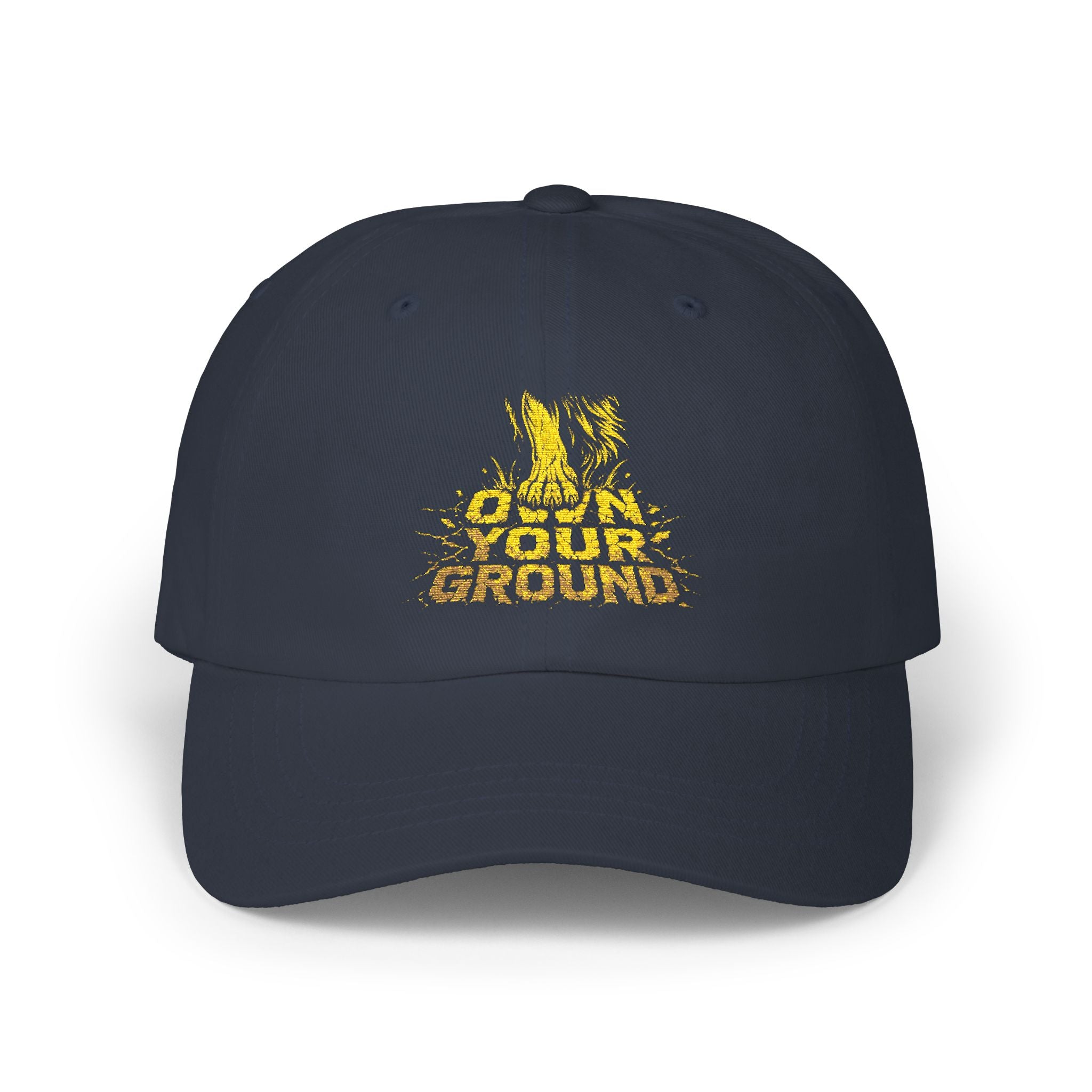 Dad Cap — 'Hold Your Ground' Distressed Yellow Graphic Baseball Hat