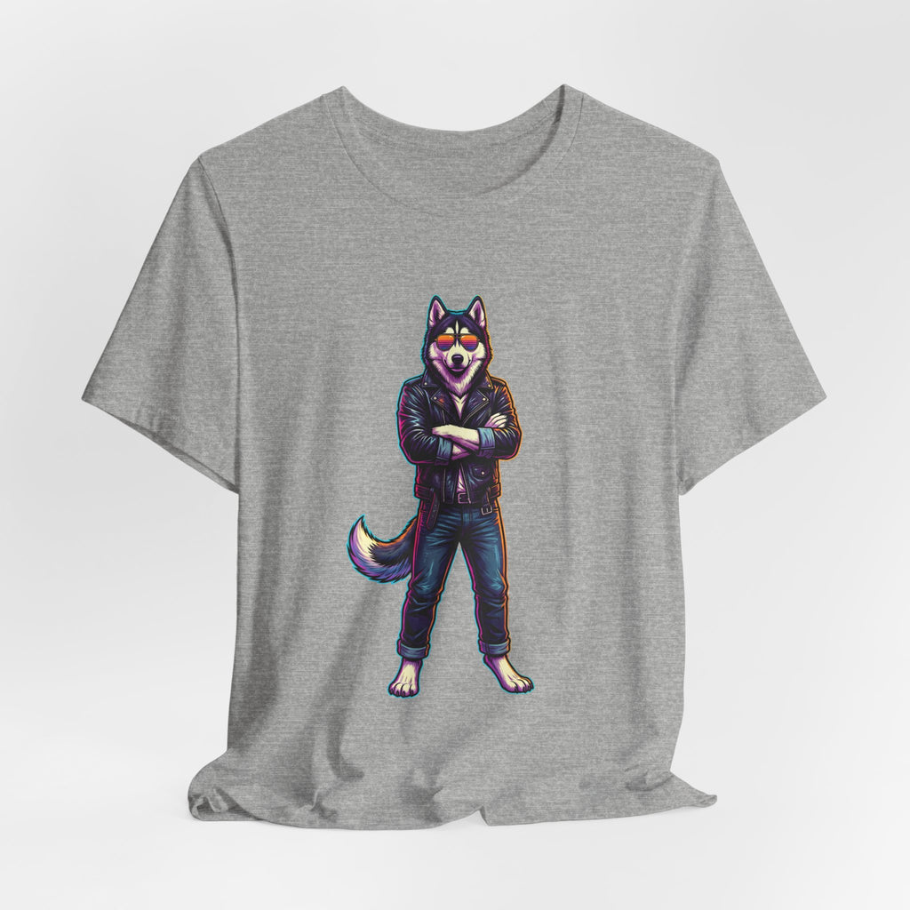Cool Husky Graphic Tee — Standing Husky in Jacket T-Shirt