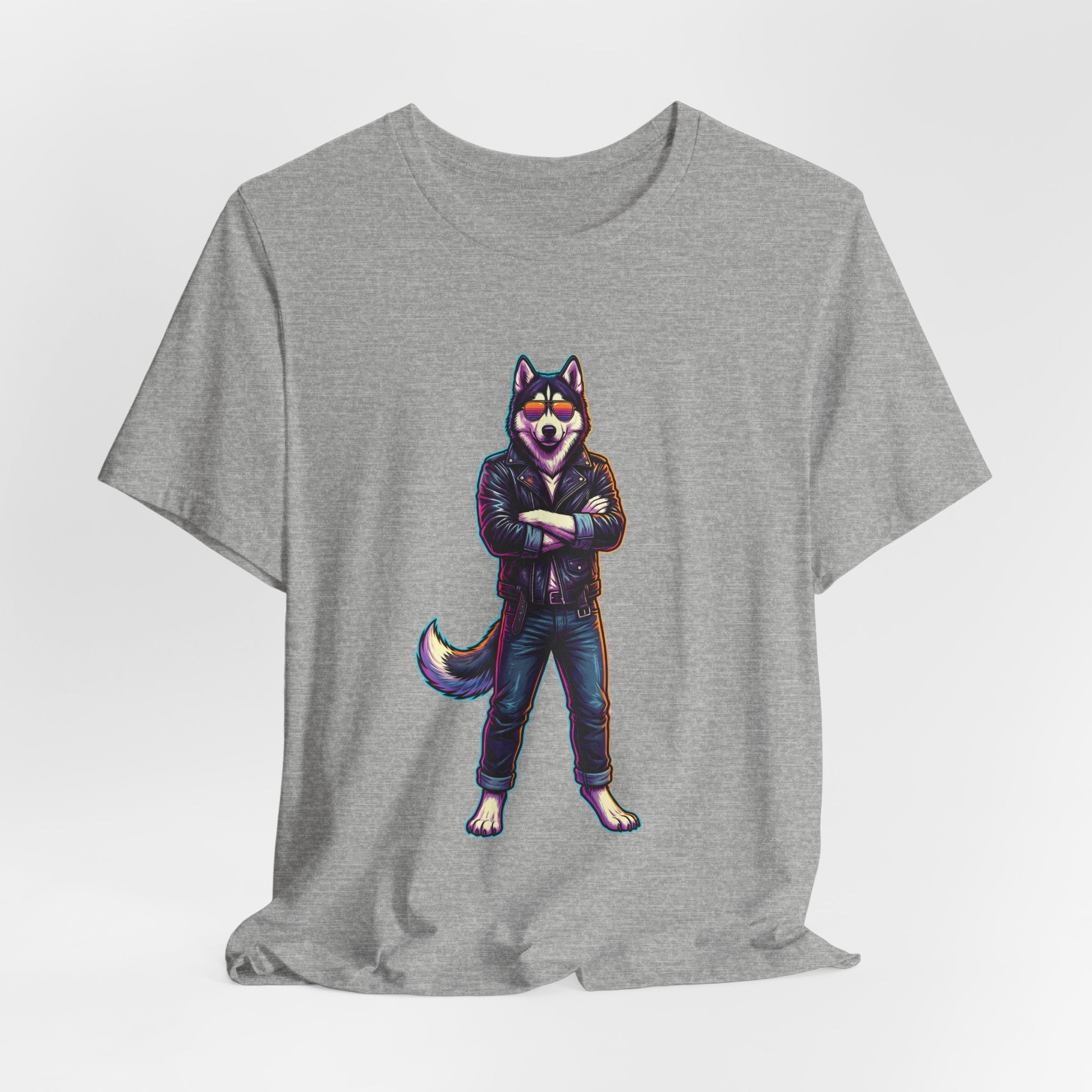Cool Husky Graphic Tee — Standing Husky in Jacket T-Shirt
