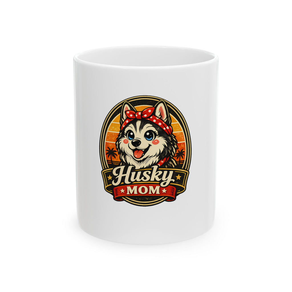 Husky Mom Ceramic Mug – Cute Husky Dog Retro Design (11oz & 15oz)