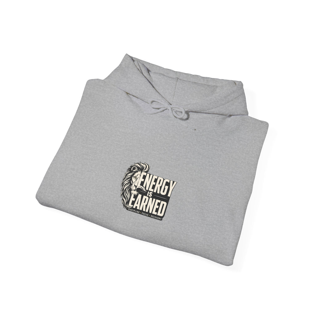 Energy Earned Hoodie — Workout Motivation Chest Logo