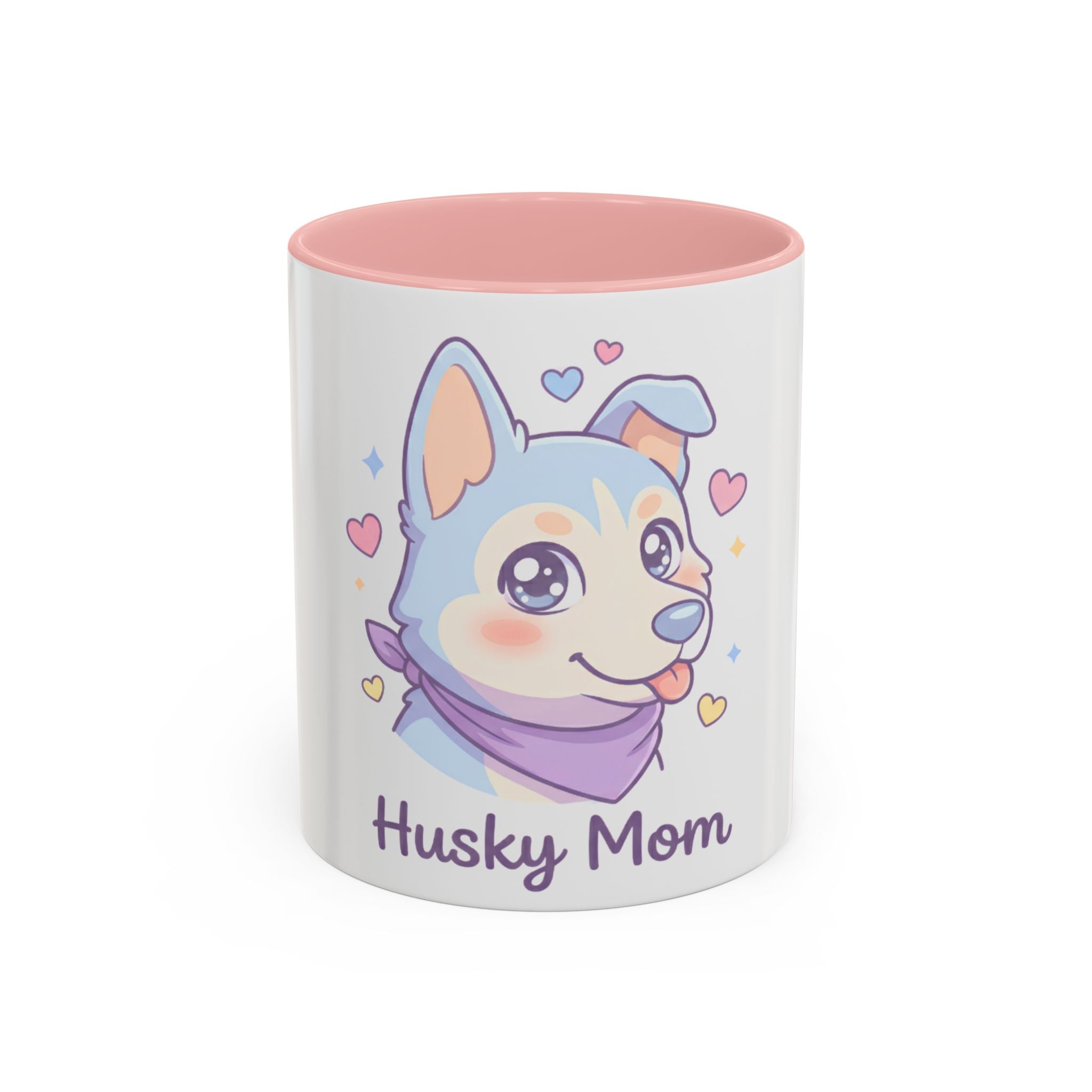 Husky Mom Accent Coffee Mug — Cute Pastel Husky Mother Dog Design (11/15oz)