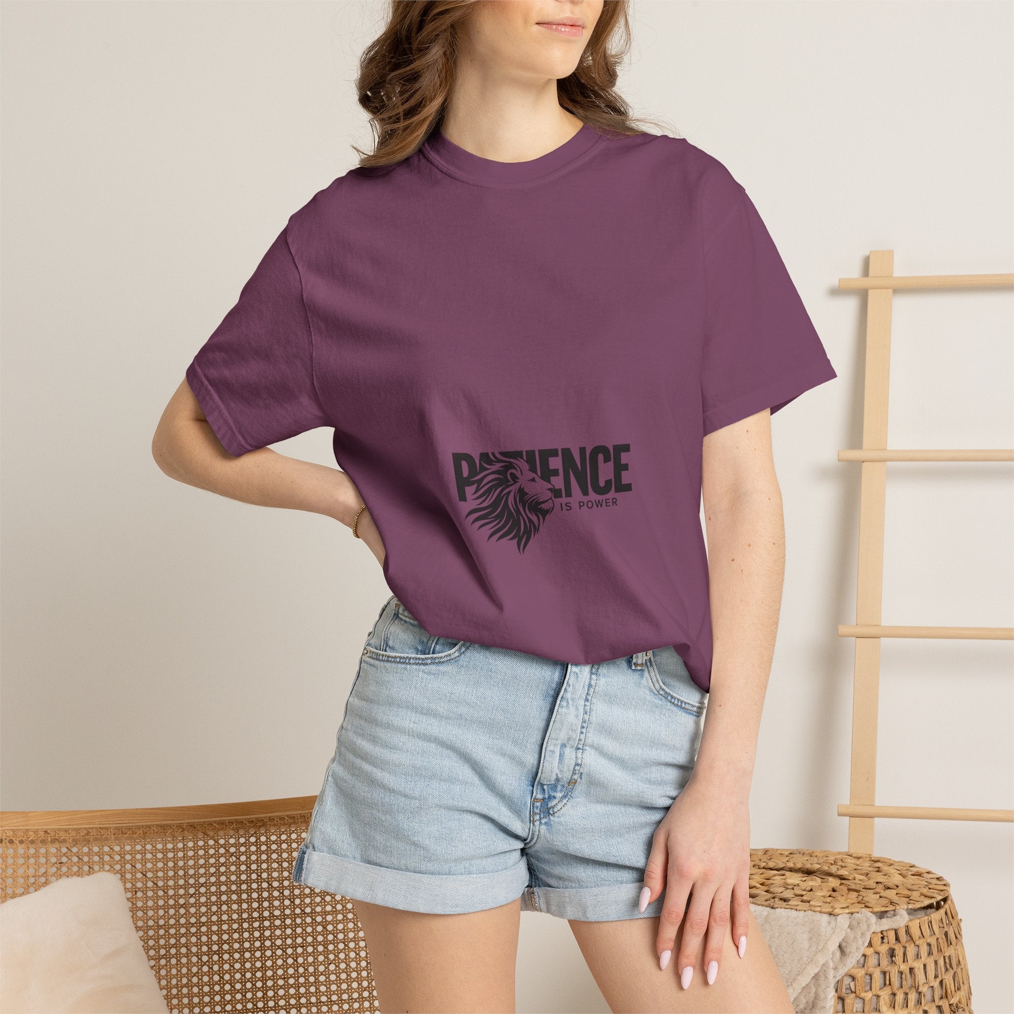 Patience Is Power T‑Shirt — Lion Graphic Inspirational Tee