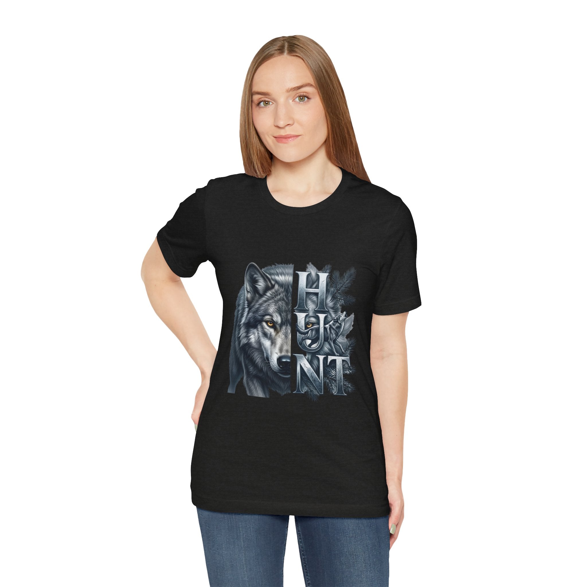 Wolf Elk Hunt T‑Shirt — Graphic Wildlife Hunting Tee