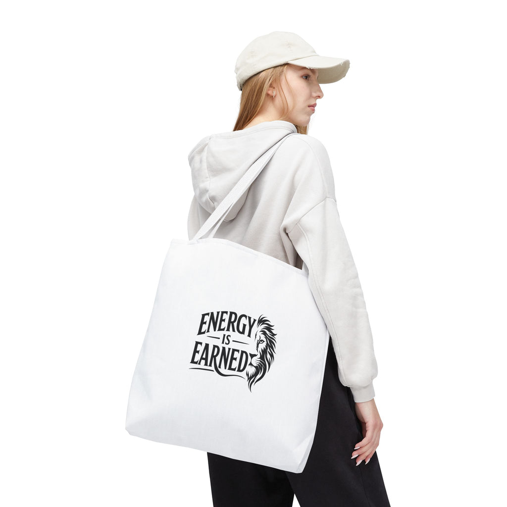 Energy Is Earned Tote Bag - Motivational Gym & Fitness Canvas Tote