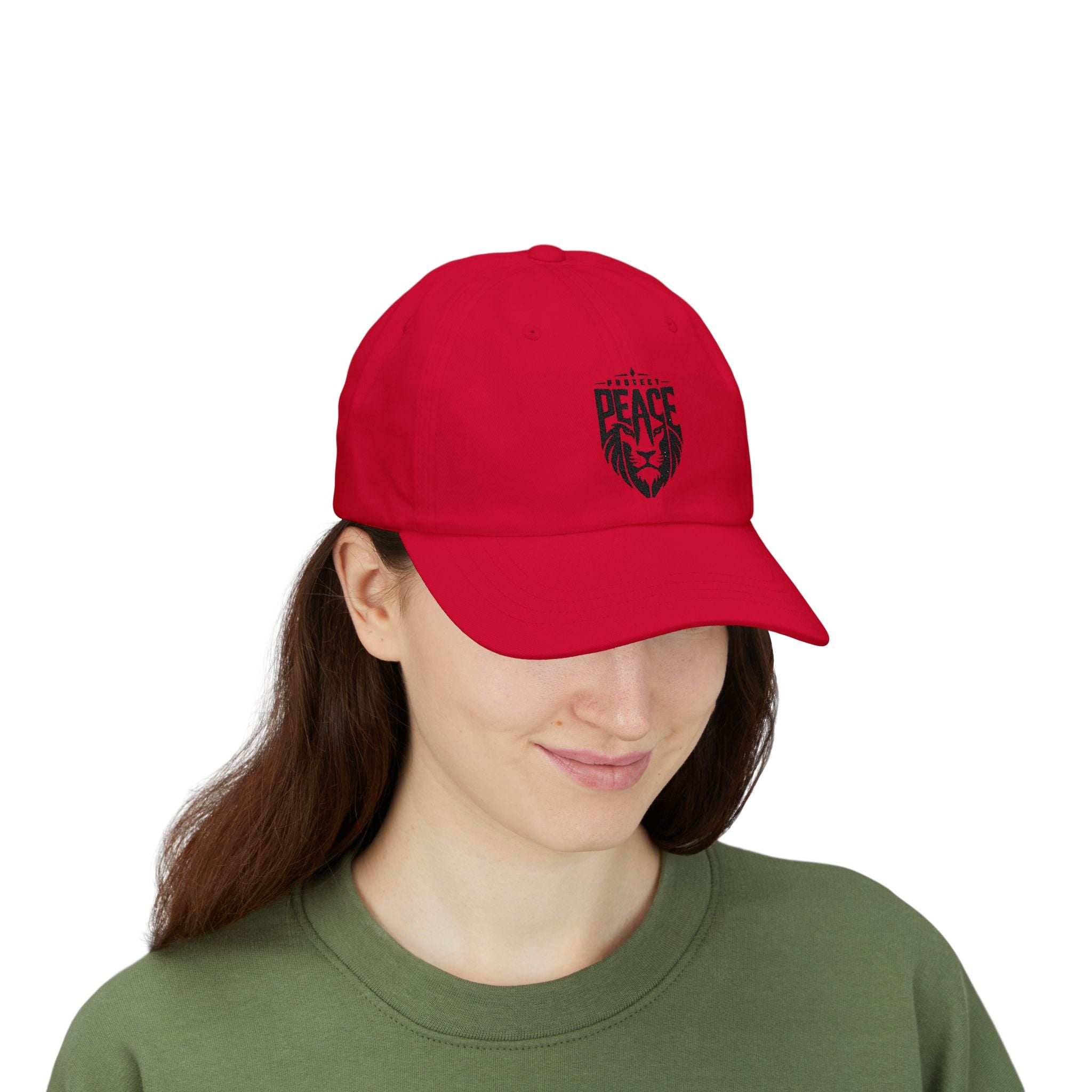 Dad Cap — Lion 'Peace' Shield Embroidered Baseball Hat