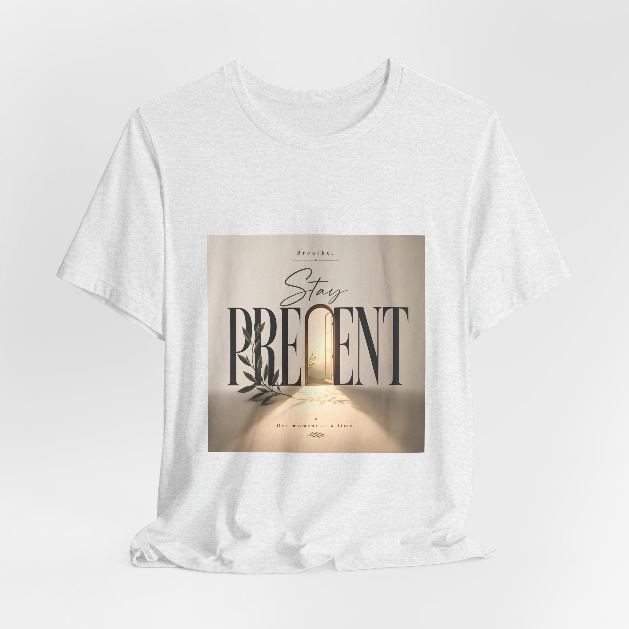 Stay Present Tee — Inspirational Mindfulness T-Shirt with Scenic Design