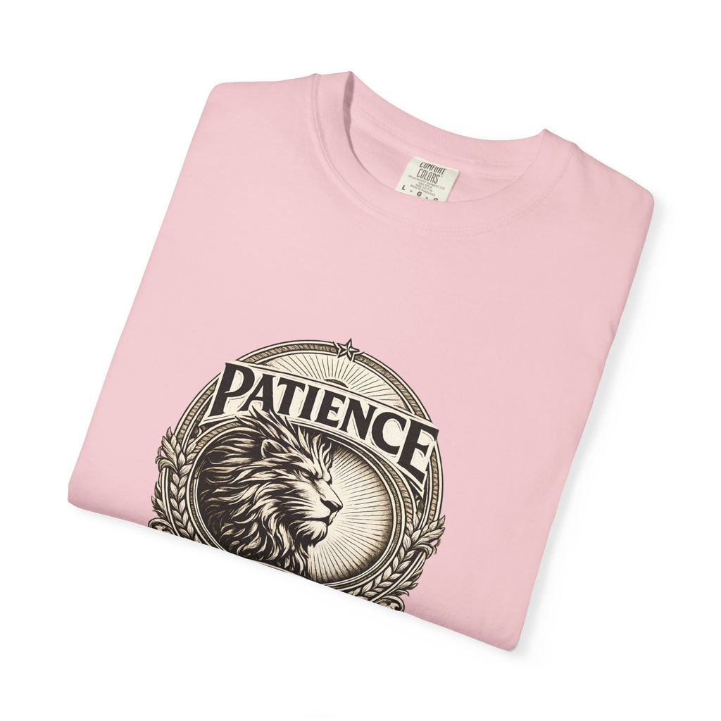 Patience Is Power Lion T-Shirt — Inspirational Vintage Crest Tee