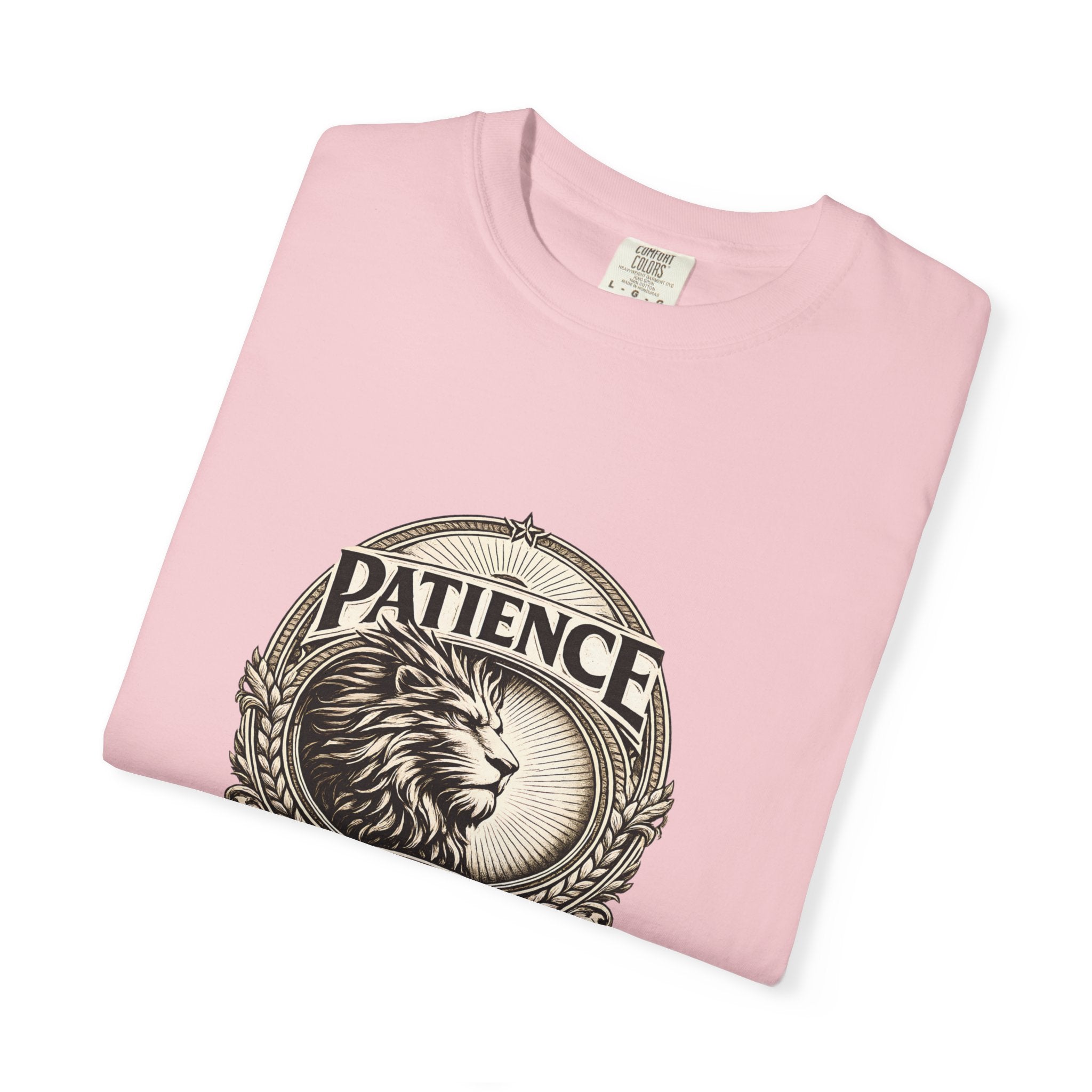 Patience Is Power Lion T-Shirt — Inspirational Vintage Crest Tee