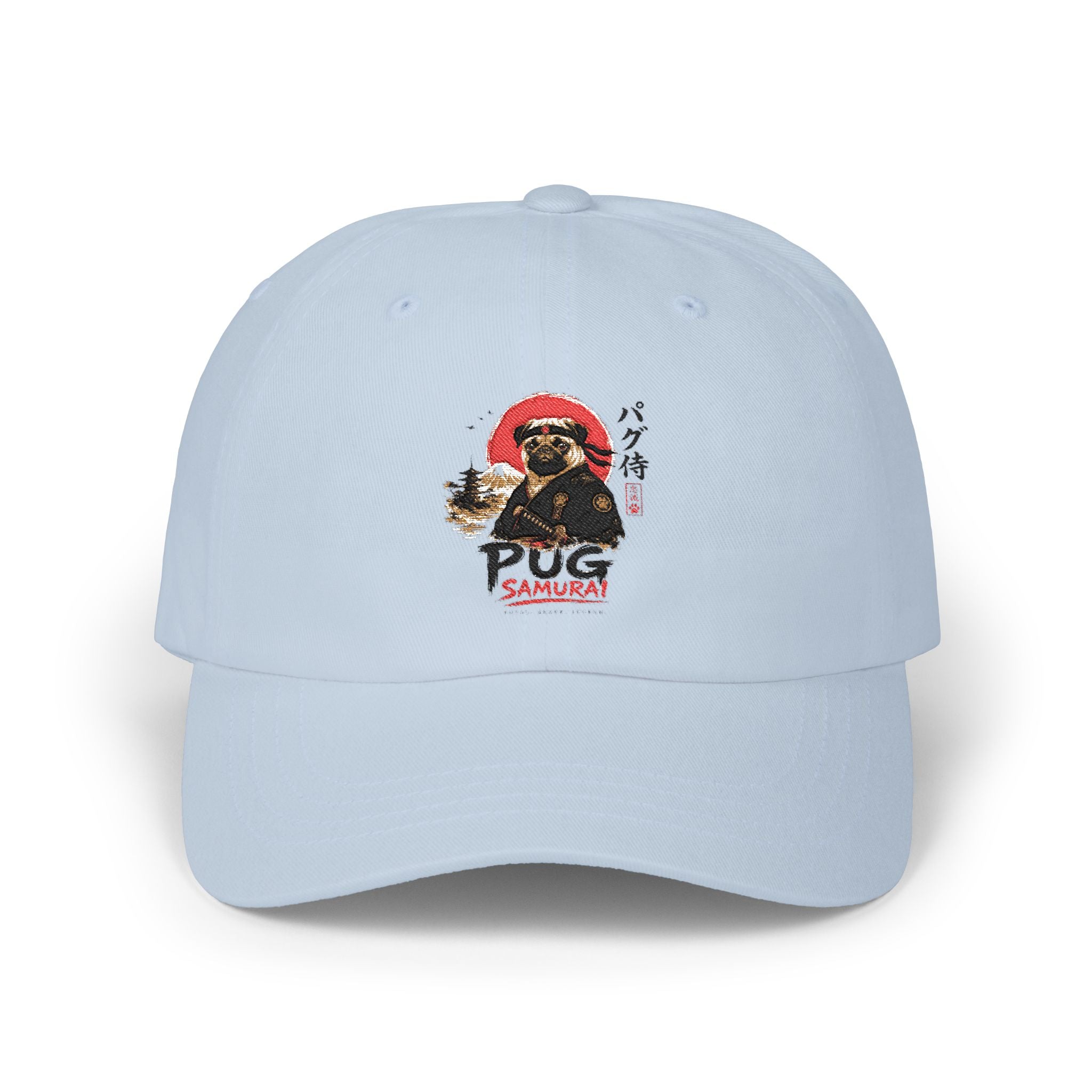 Pug Samurai Dad Cap – Cute Japanese Dog Graphic Baseball Hat