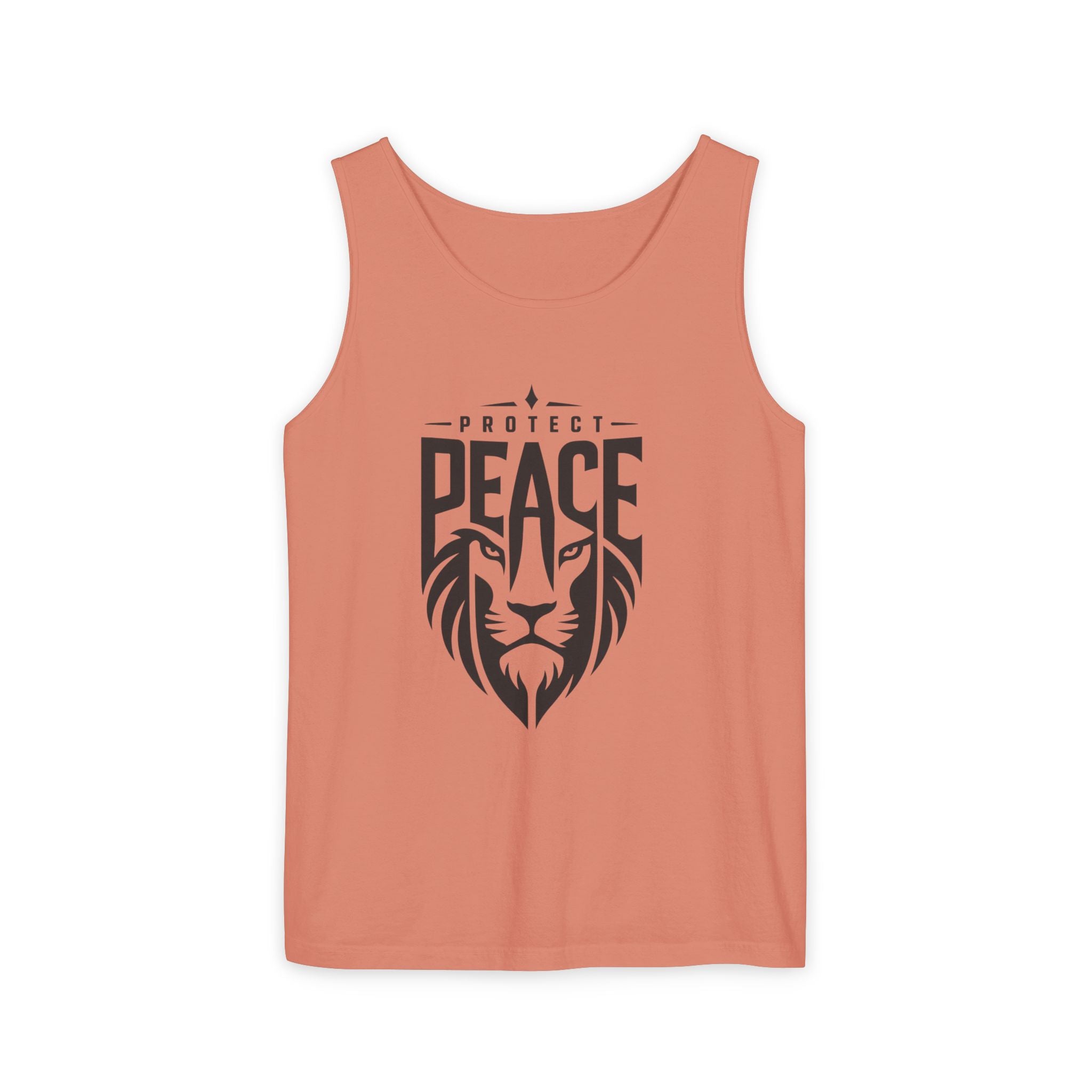 Protect Peace Lion Tank Top — Graphic Lion Shield Spiritual Tee