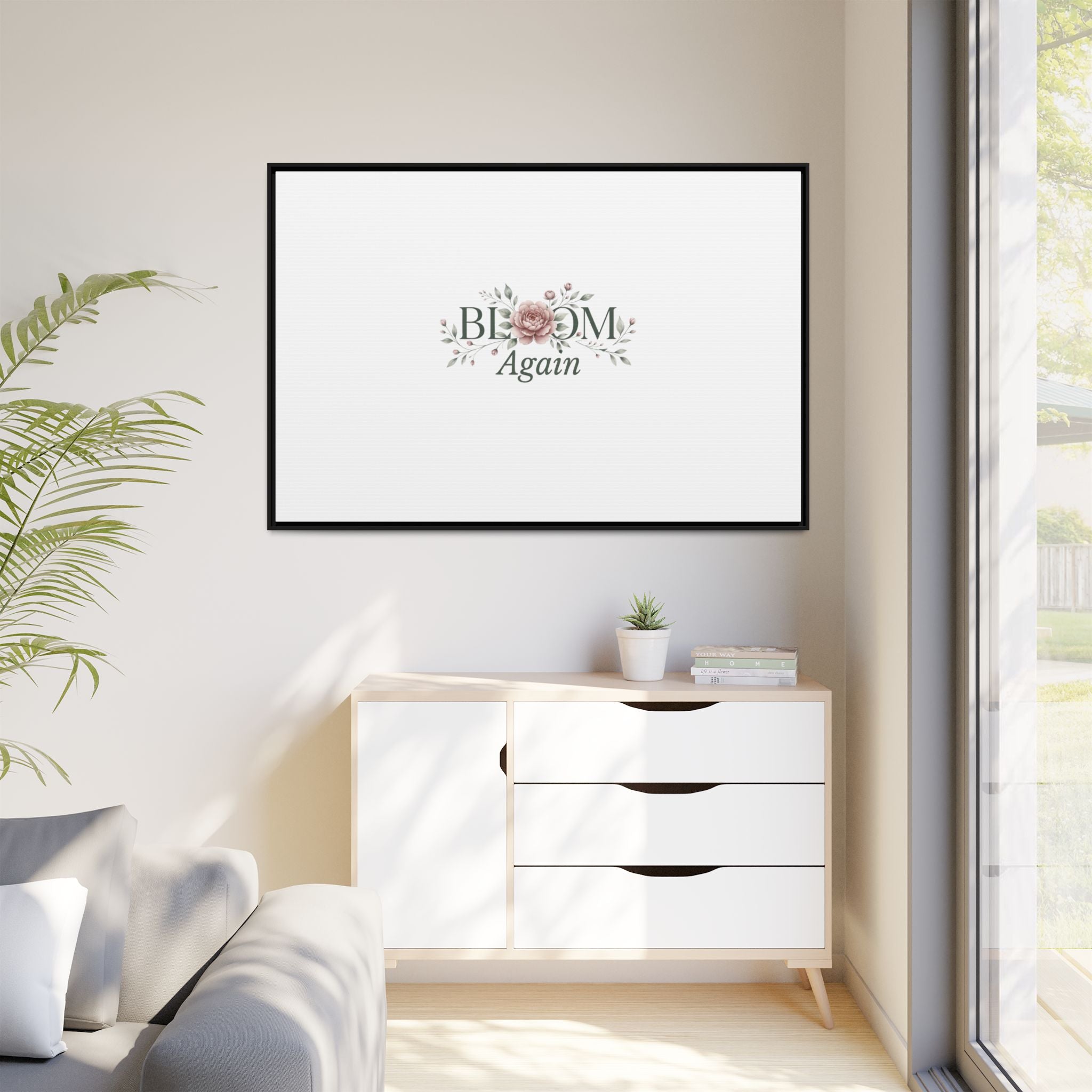 Bless Me Again Floral Matte Canvas Print, Framed Wall Art