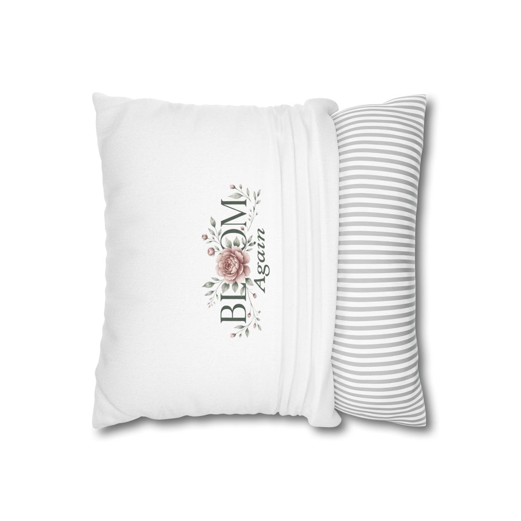 Bloom Again Floral Pillowcase — Square Decorative Throw Pillow Cover