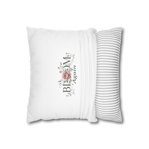 Bloom Again Floral Pillowcase — Square Decorative Throw Pillow Cover