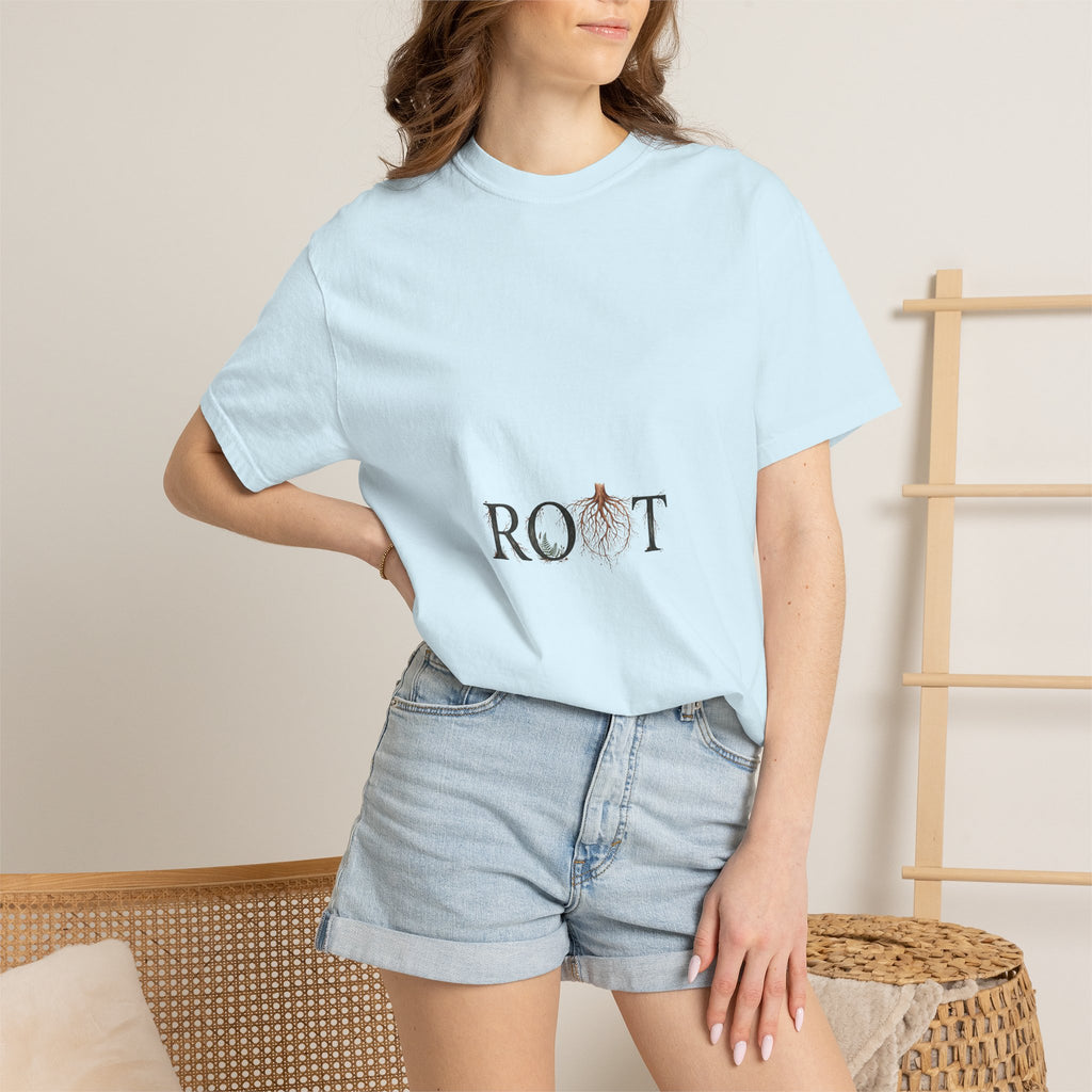 Root Floral Graphic T-Shirt — 'ROOT' Botanical Typography Tee