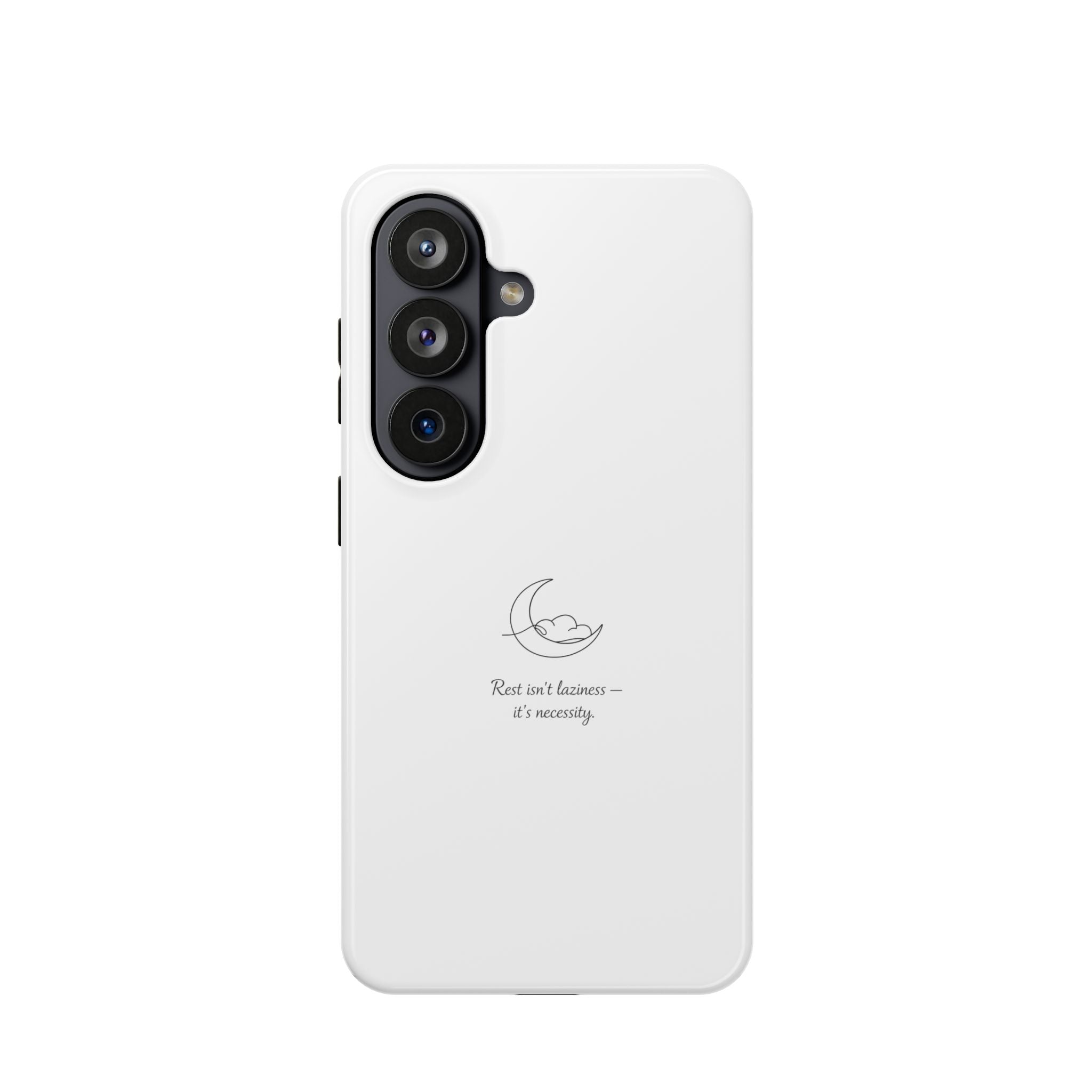 Magnetic Impact-Resistant Phone Case — Minimal Moon & 'Rest ain't business — it's serenity' Design