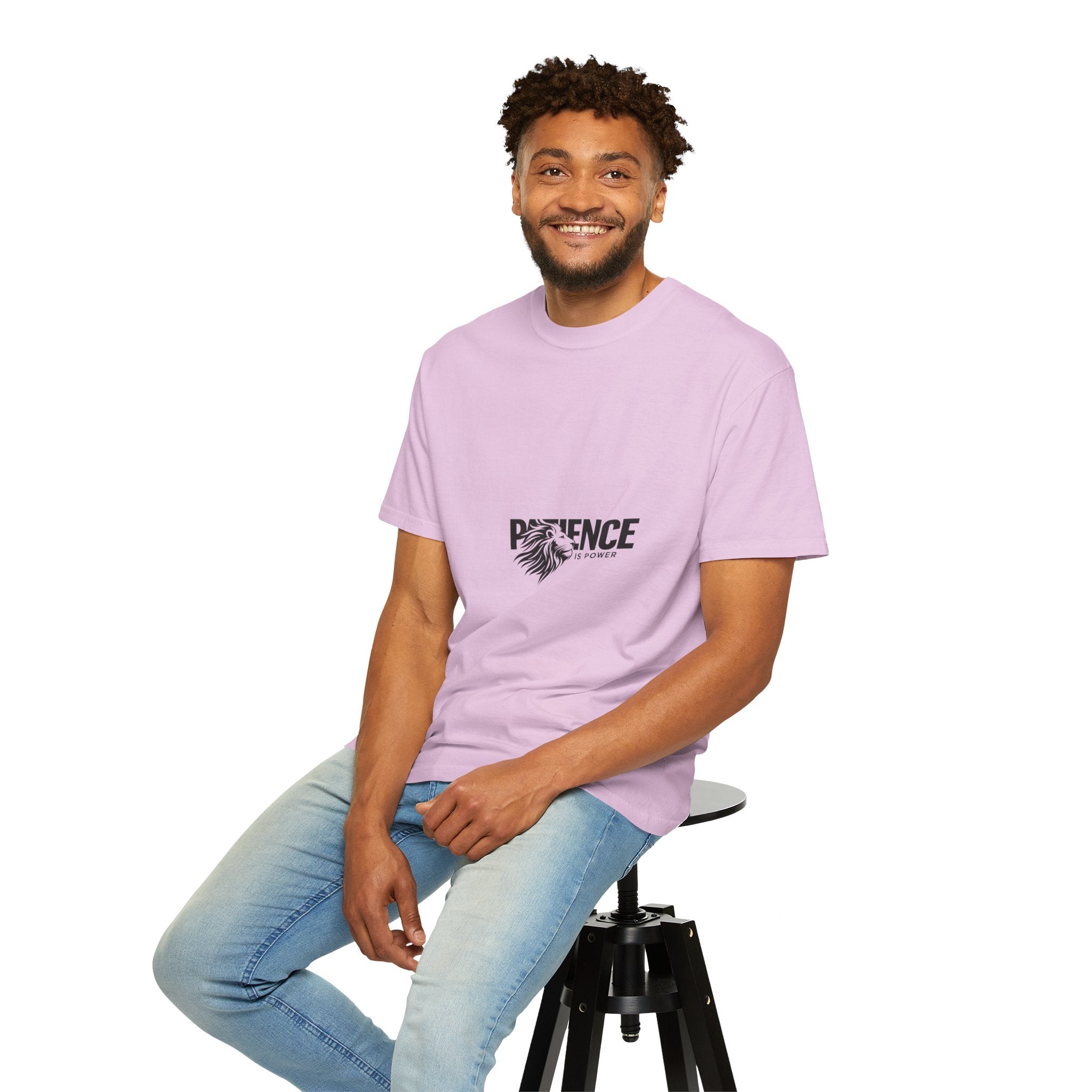 Patience Is Power T‑Shirt — Lion Graphic Inspirational Tee