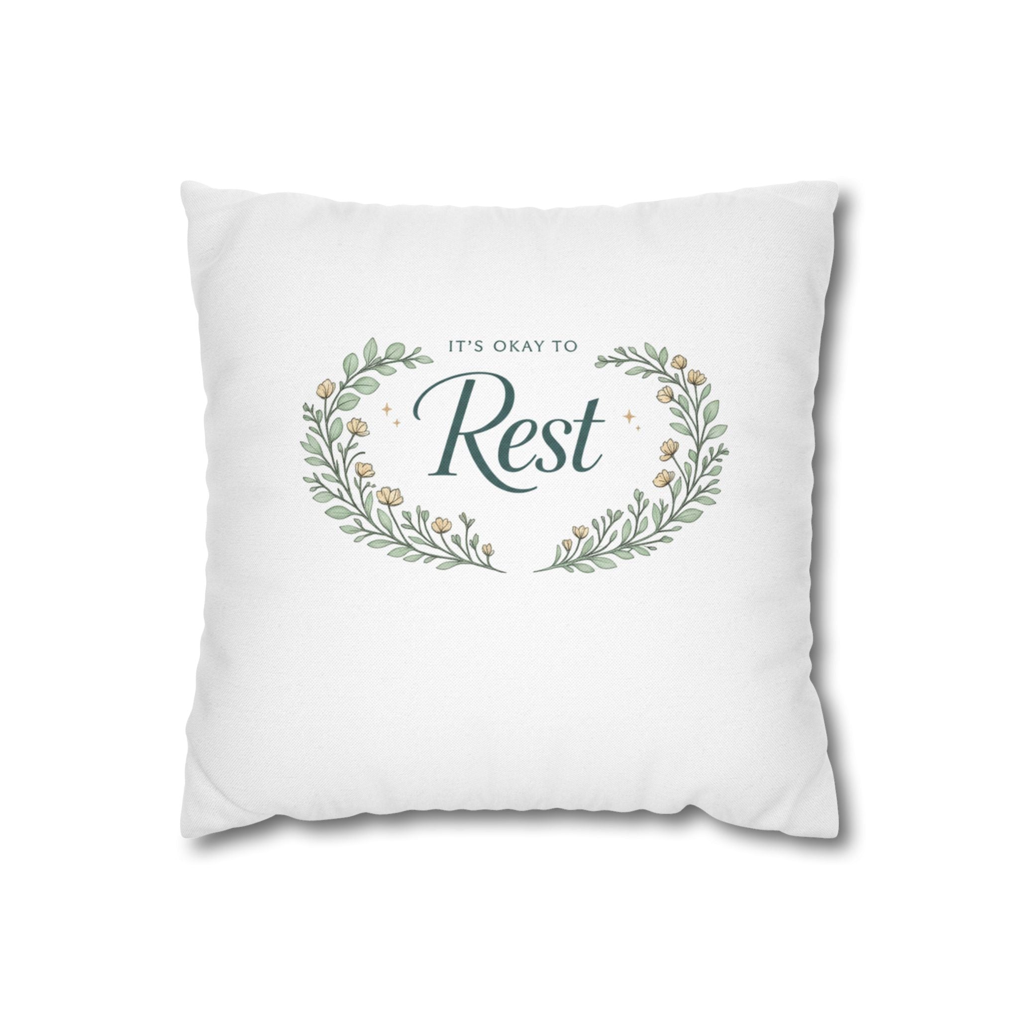 Inspirational 'It's Okay to Rest' Decorative Pillowcase