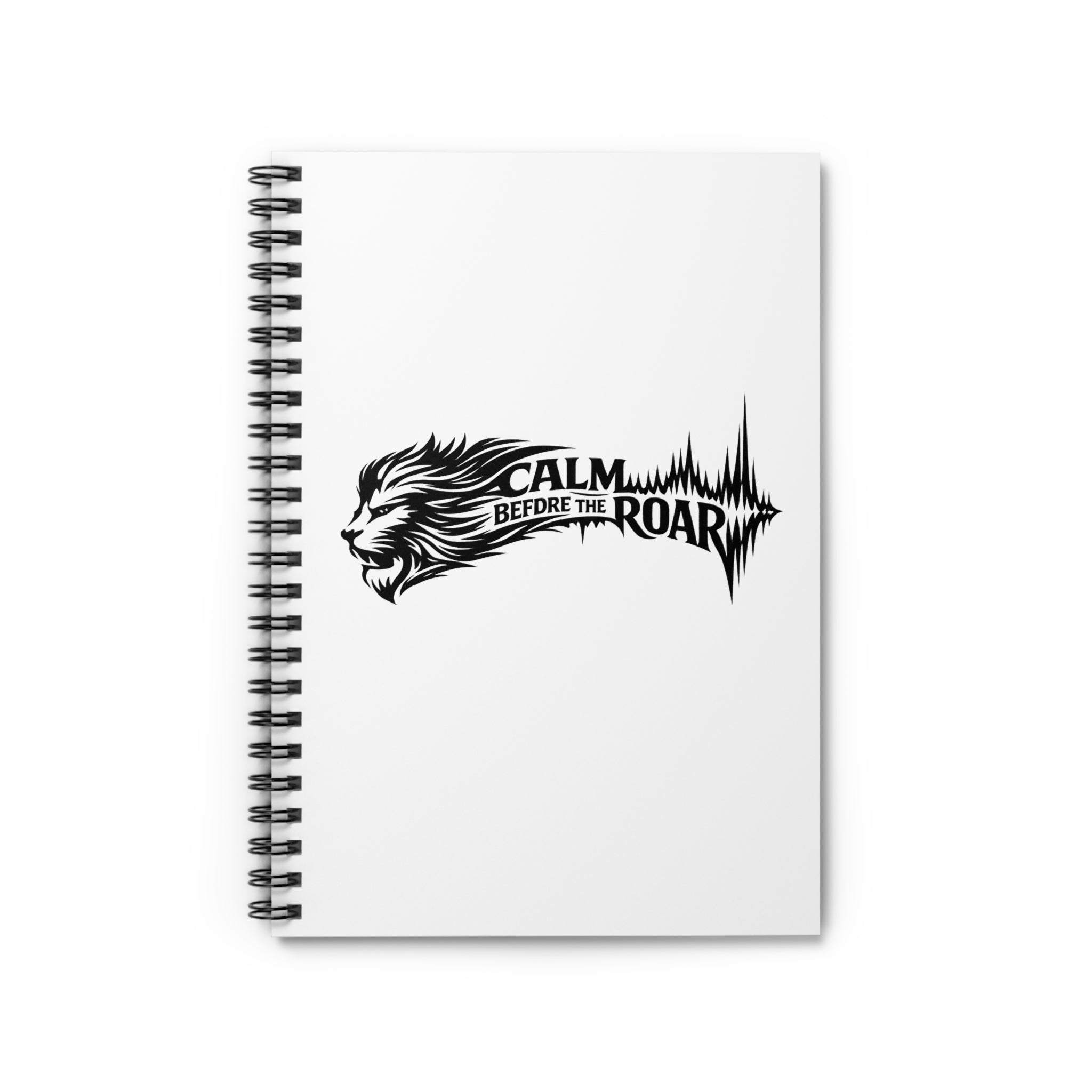 Calm Before the Roar Lion Spiral Notebook — Motivational Ruled Journal