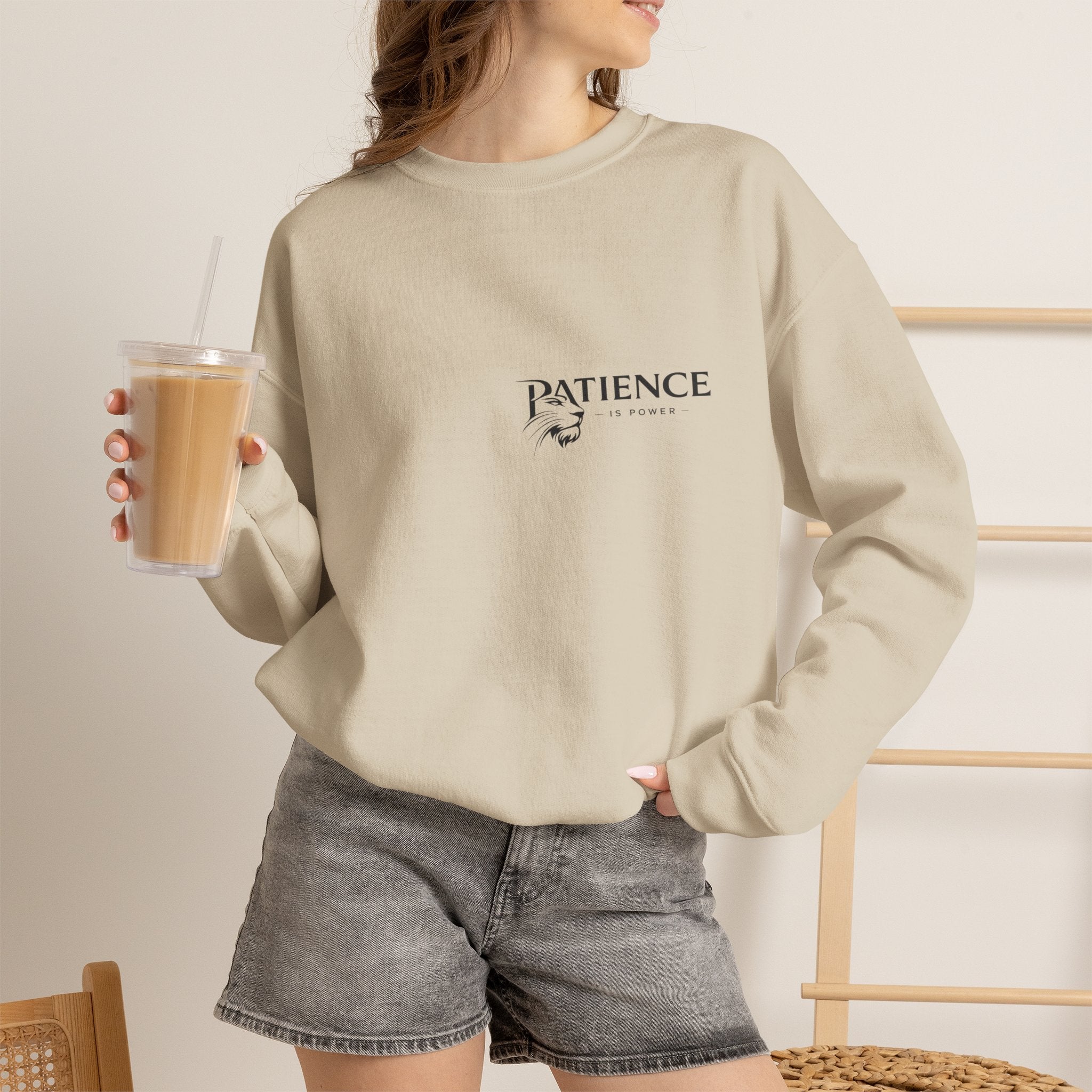 Patience Crewneck Sweatshirt — Minimalist Script Logo Pullover