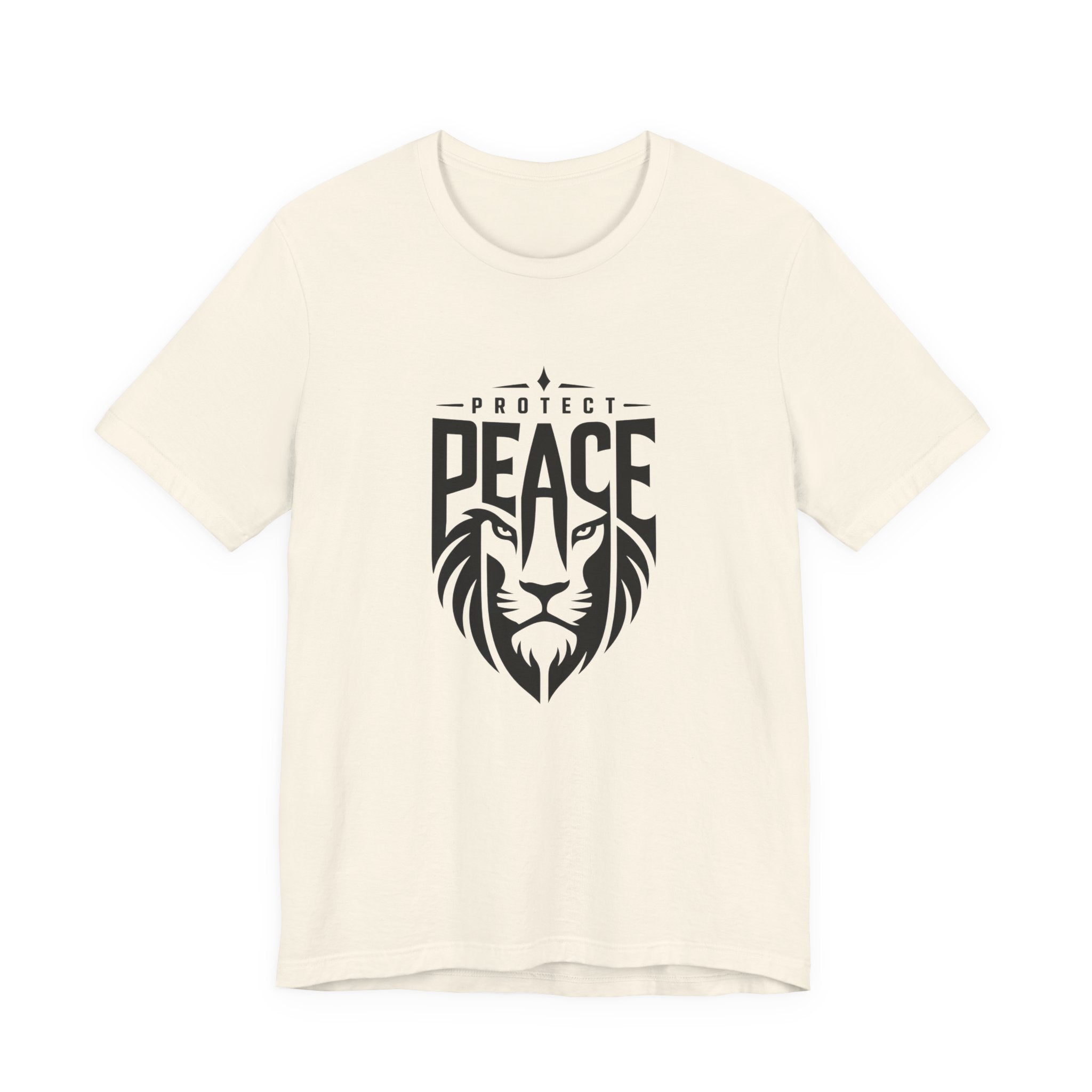 Protect Peace Lion T-Shirt — Graphic Tee with Lion Shield Design