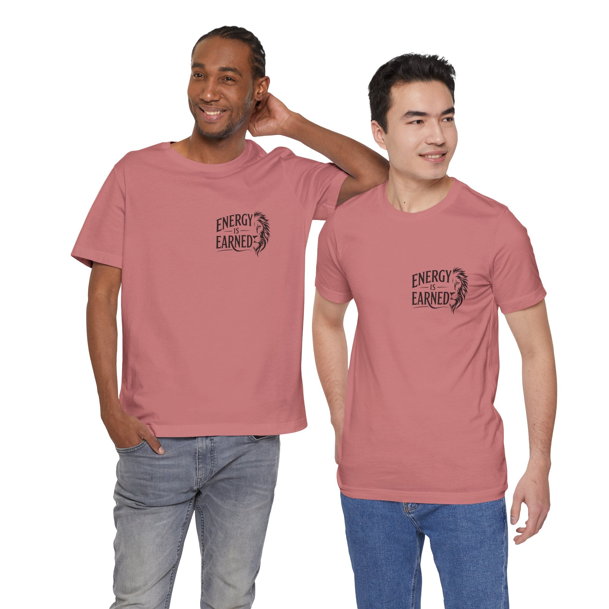T-Shirt — "Energy Is Earned" Motivational Tee with Feather Graphic