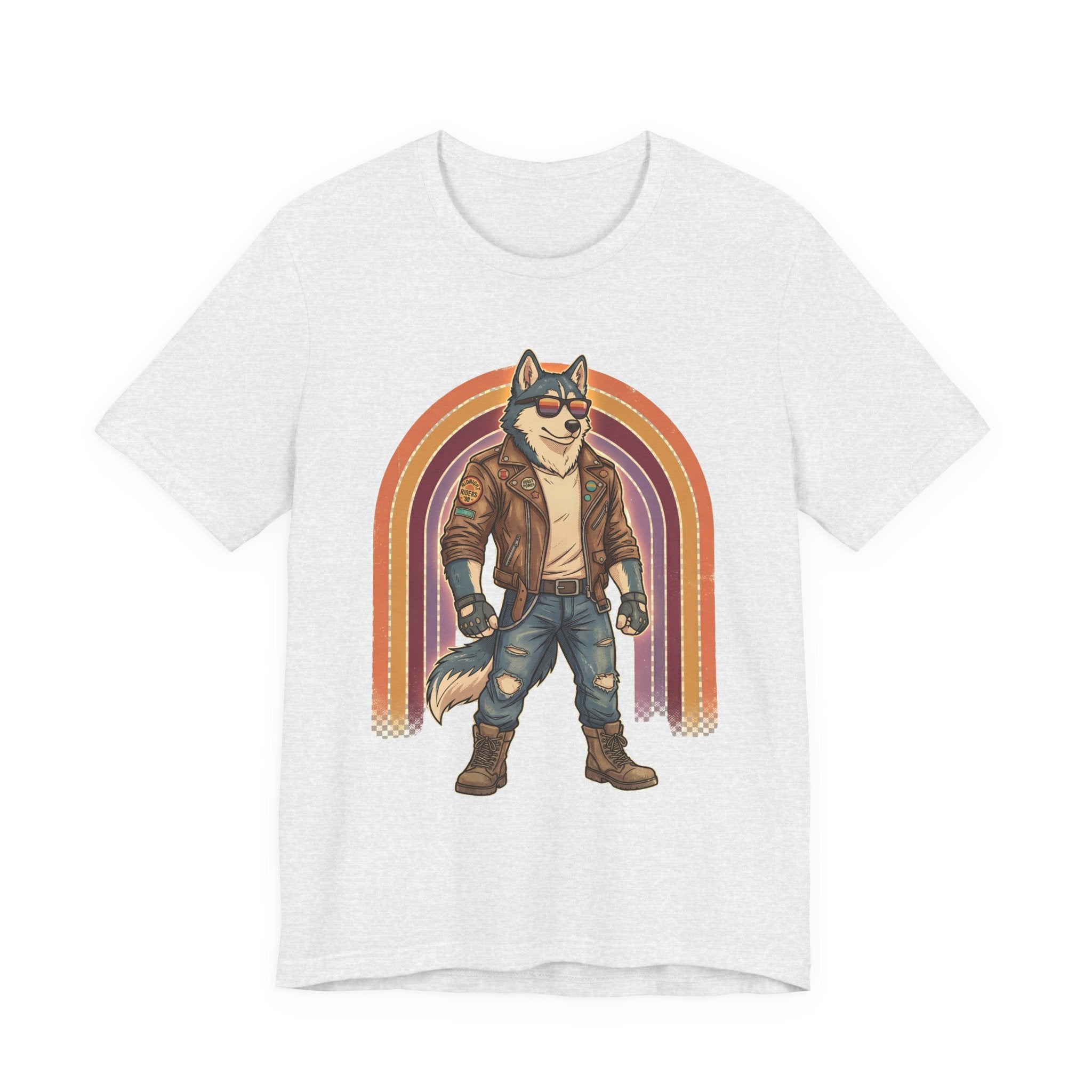 Retro Biker Husky T-Shirt — Cool Dog in Leather Jacket Graphic Tee