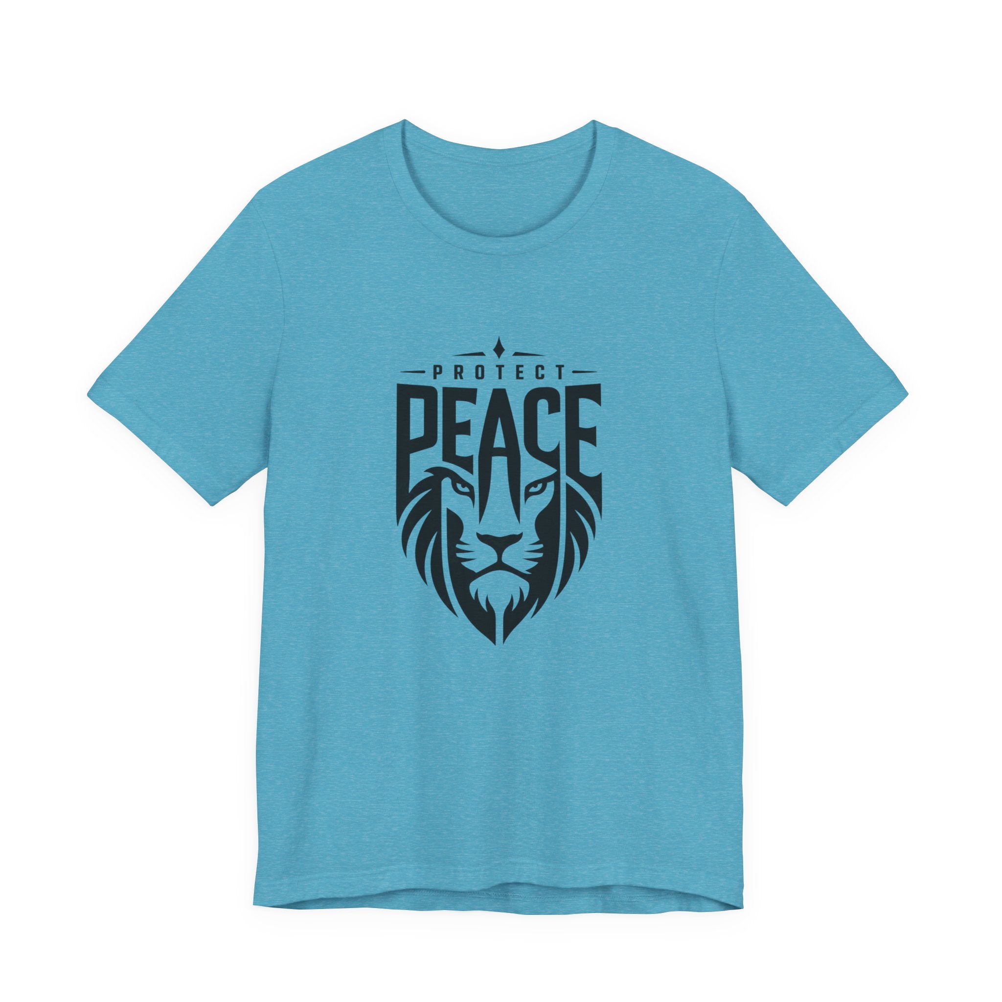 Protect Peace Lion T-Shirt — Graphic Tee with Lion Shield Design