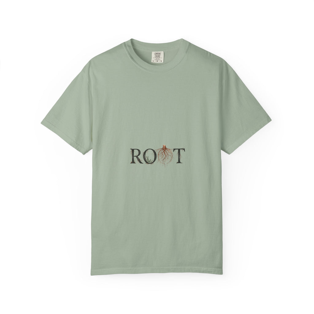 Root Floral Graphic T-Shirt — 'ROOT' Botanical Typography Tee