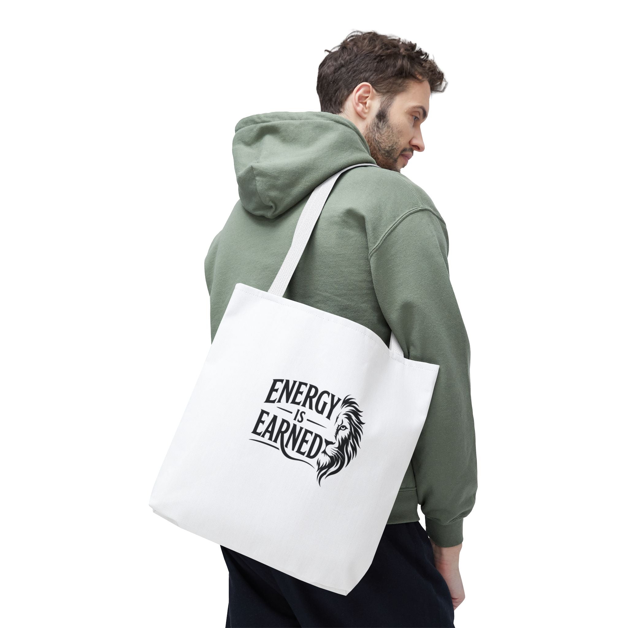 Energy Is Earned Tote Bag - Motivational Gym & Fitness Canvas Tote