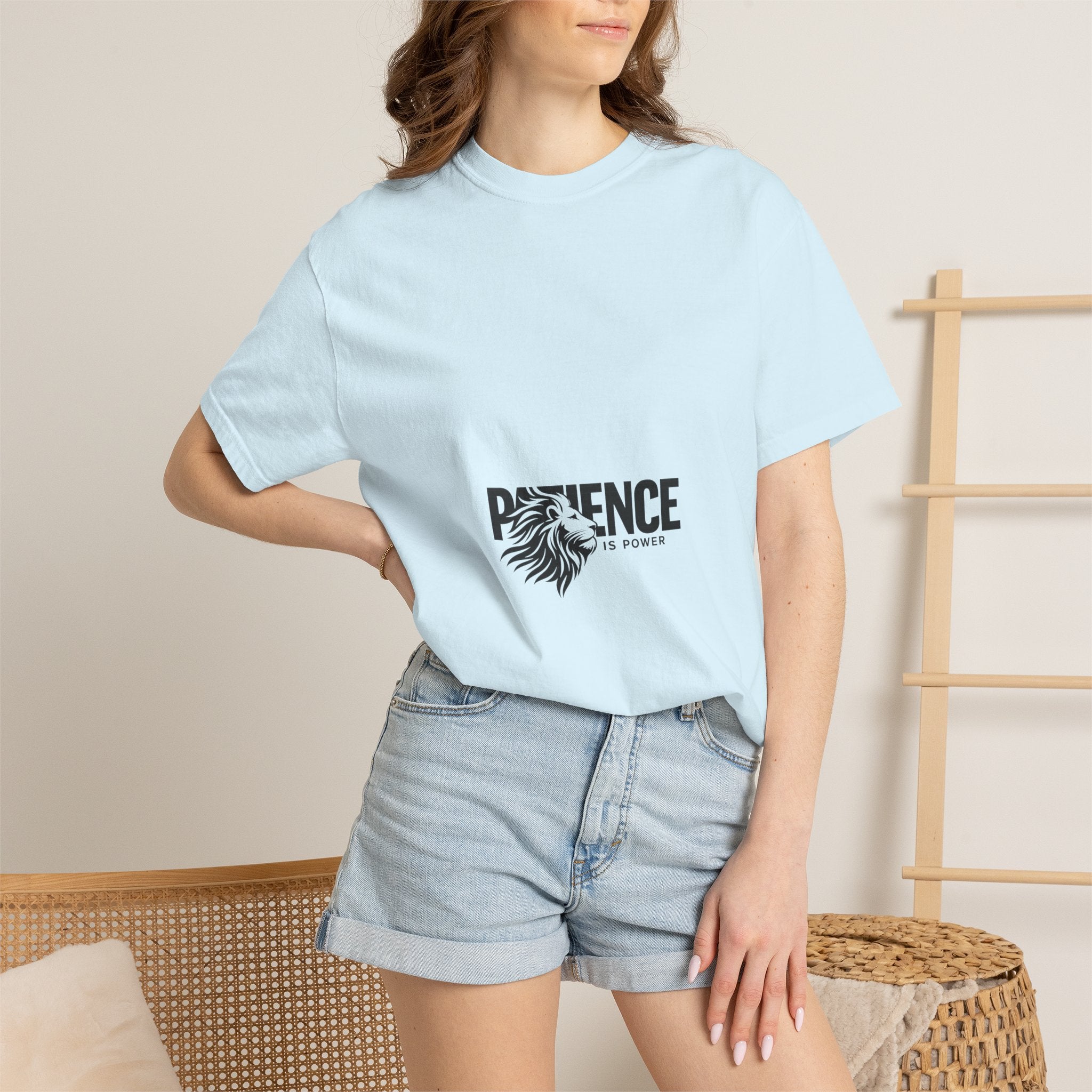 Patience Is Power T‑Shirt — Lion Graphic Inspirational Tee