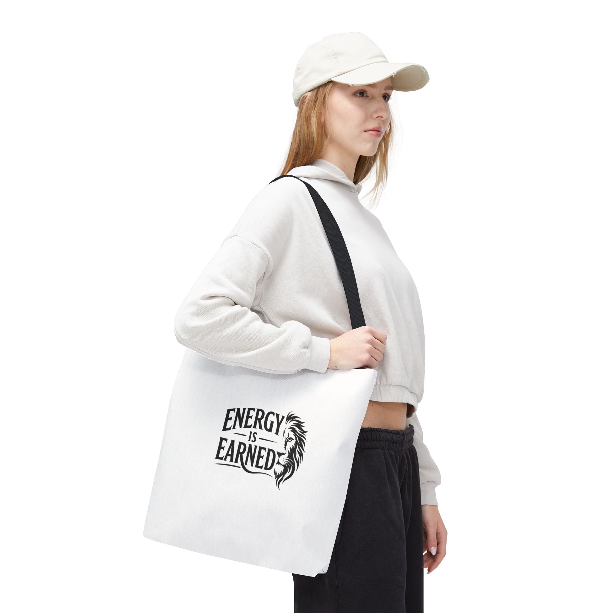 Energy Is Earned Tote Bag - Motivational Gym & Fitness Canvas Tote