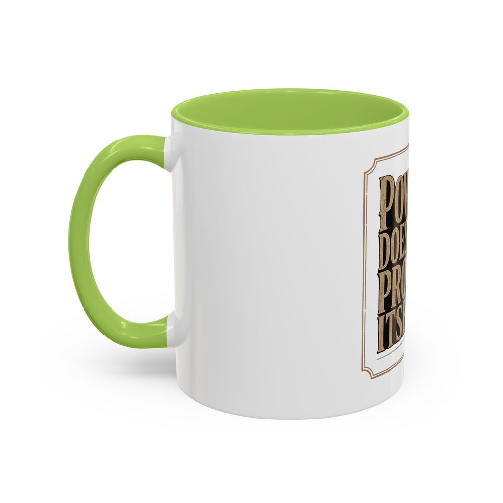 Lion 'Power Doesn't Prove Itself' Accent Coffee Mug — Motivational Animal Quote