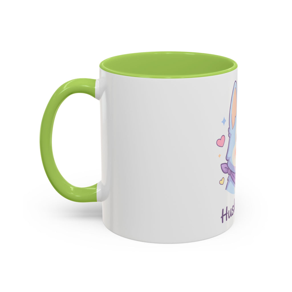 Husky Mom Accent Coffee Mug — Cute Pastel Husky Mother Dog Design (11/15oz)