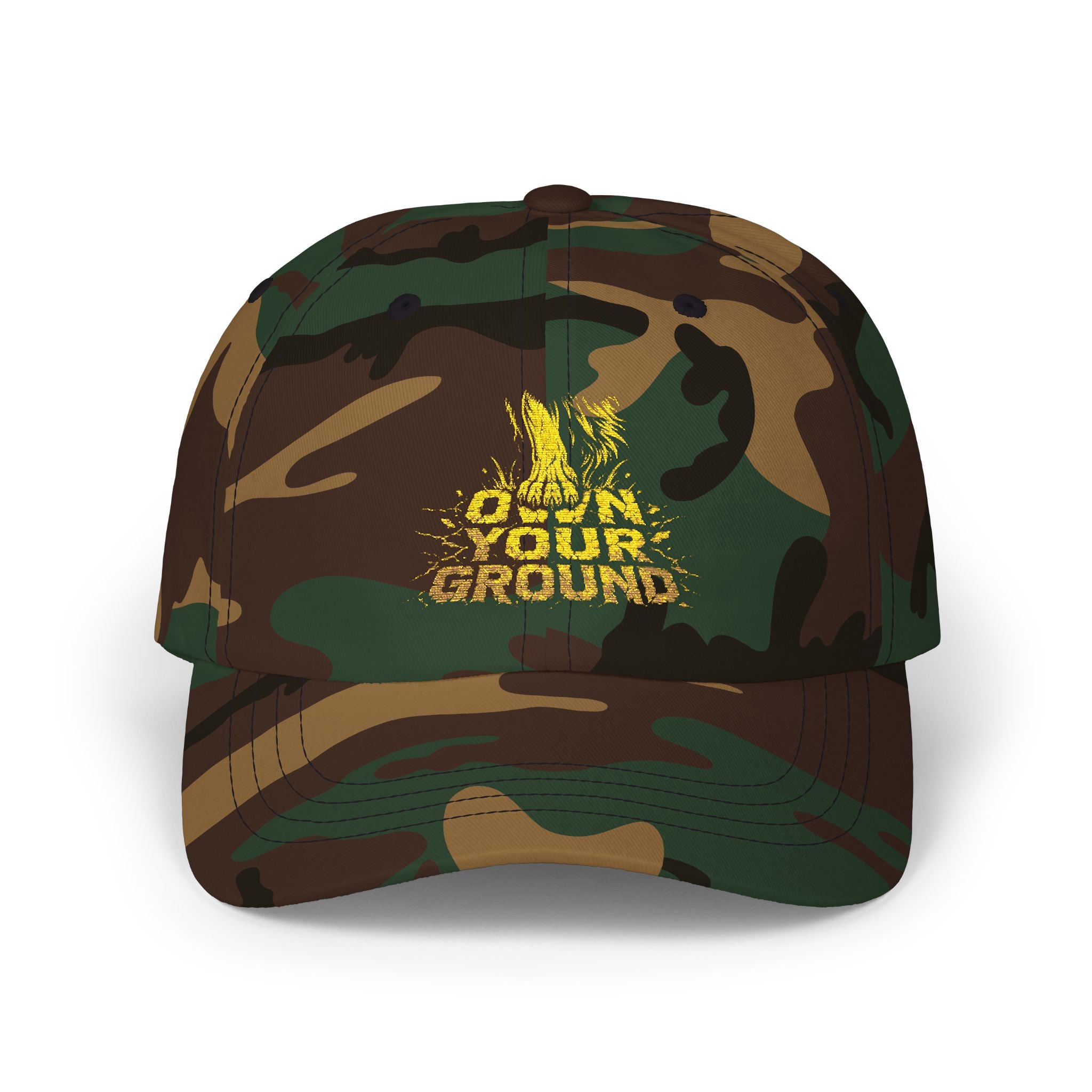 Dad Cap — 'Hold Your Ground' Distressed Yellow Graphic Baseball Hat