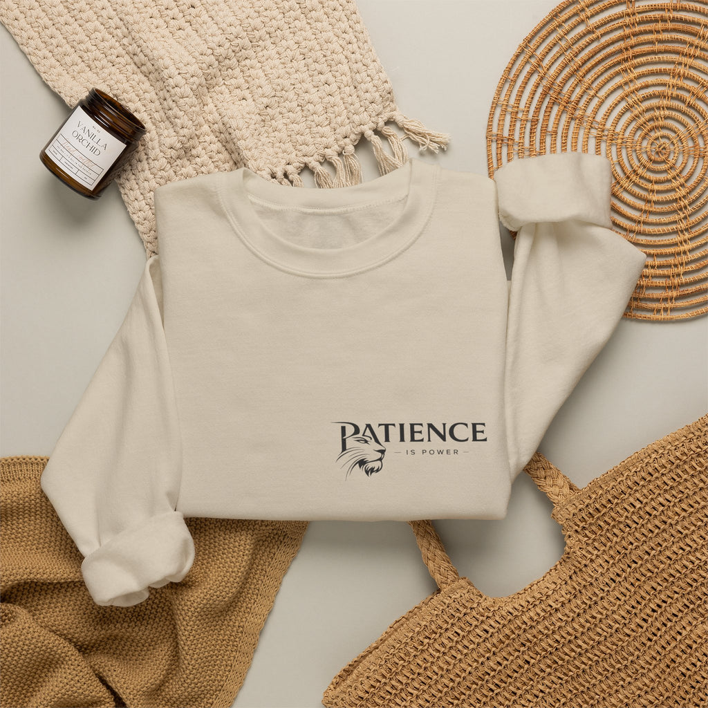 Patience Crewneck Sweatshirt — Minimalist Script Logo Pullover
