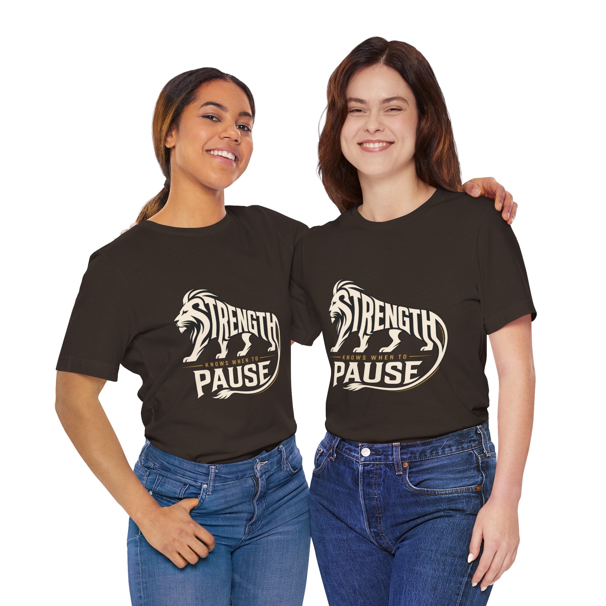 Strength In Pause T-Shirt — Lion Graphic Motivational Tee